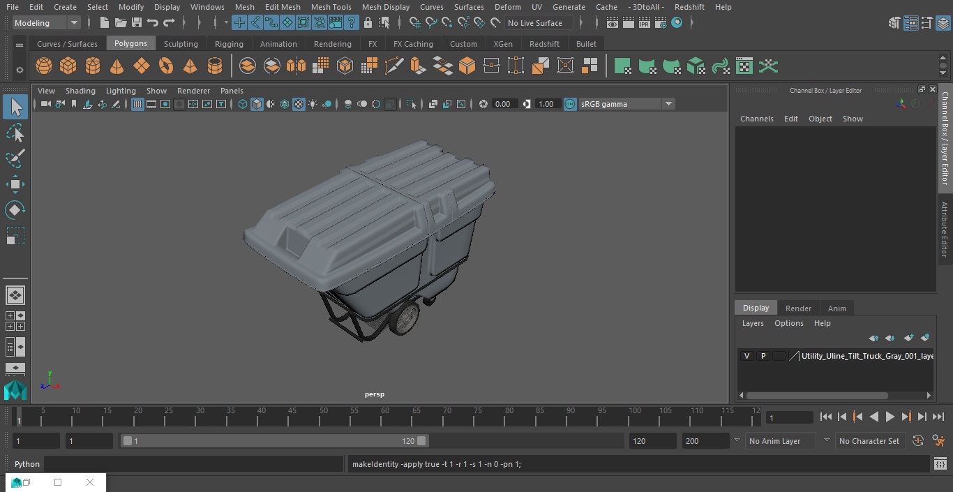 Utility Uline Tilt Truck Gray 3D model