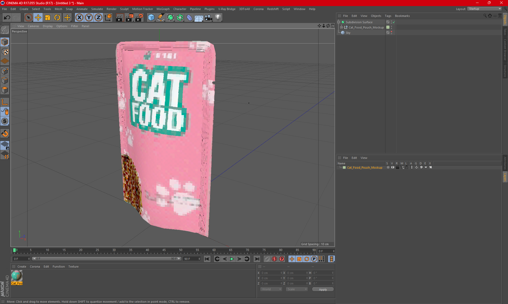 3D Cat Food Pouch Mockup