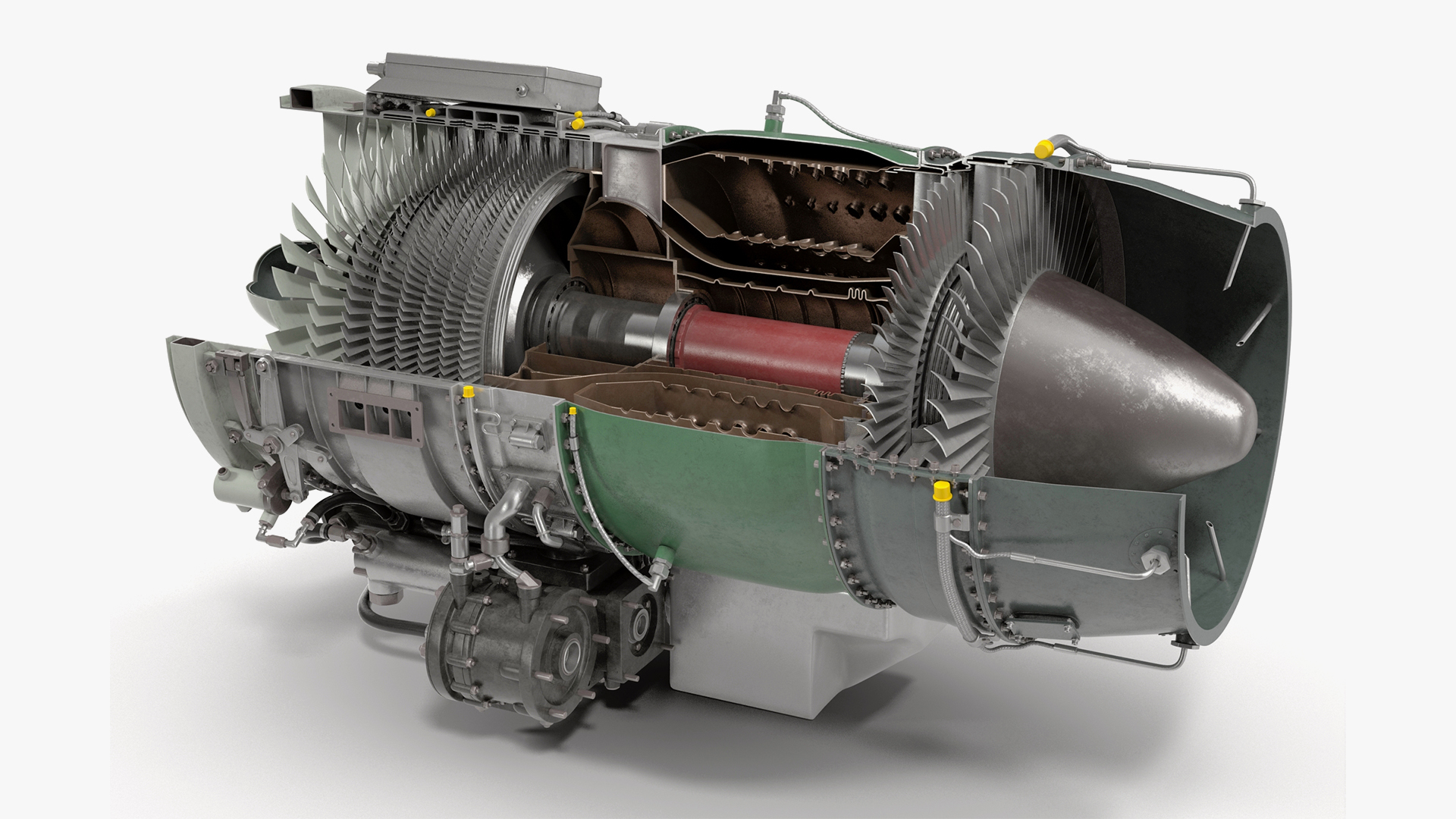 Cutaway Turbofan Jet Engine 3D