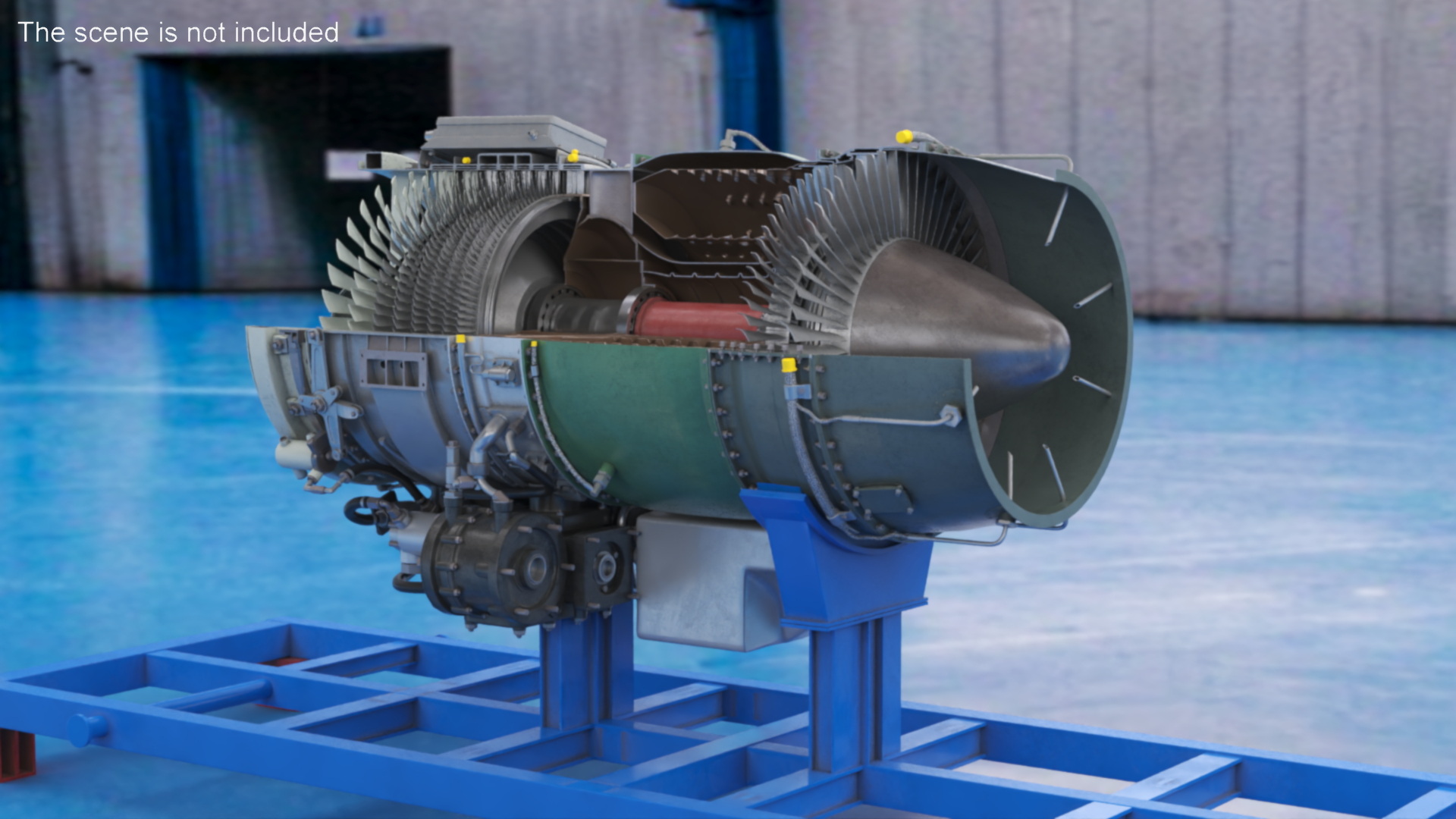 Cutaway Turbofan Jet Engine 3D