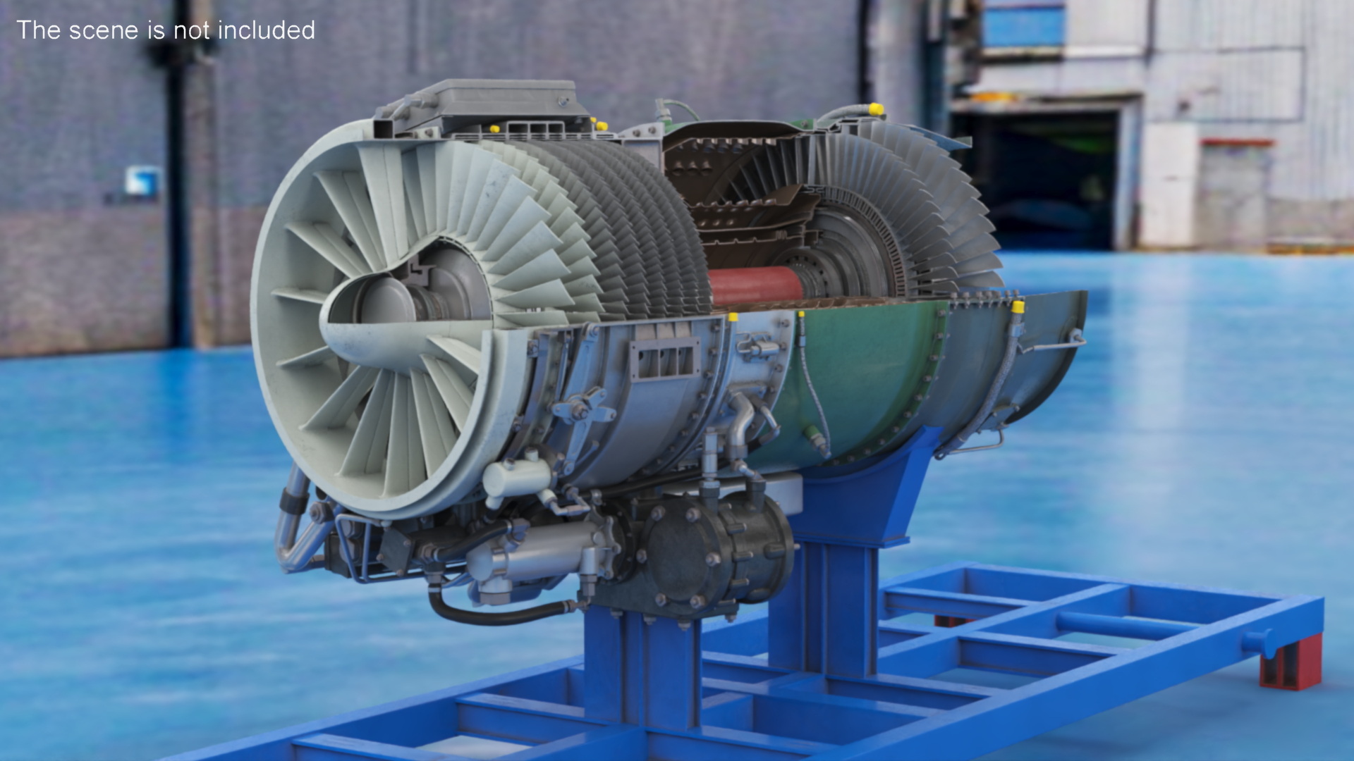 Cutaway Turbofan Jet Engine 3D