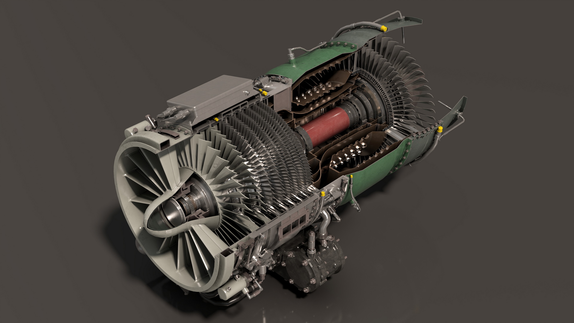 Cutaway Turbofan Jet Engine 3D