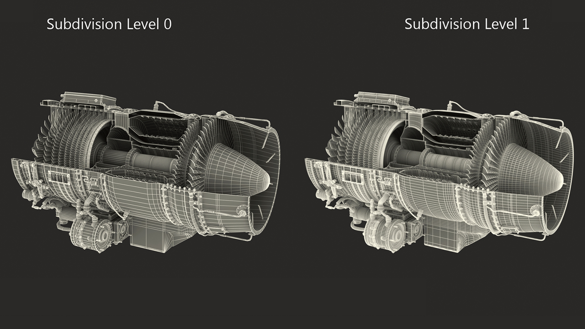 Cutaway Turbofan Jet Engine 3D