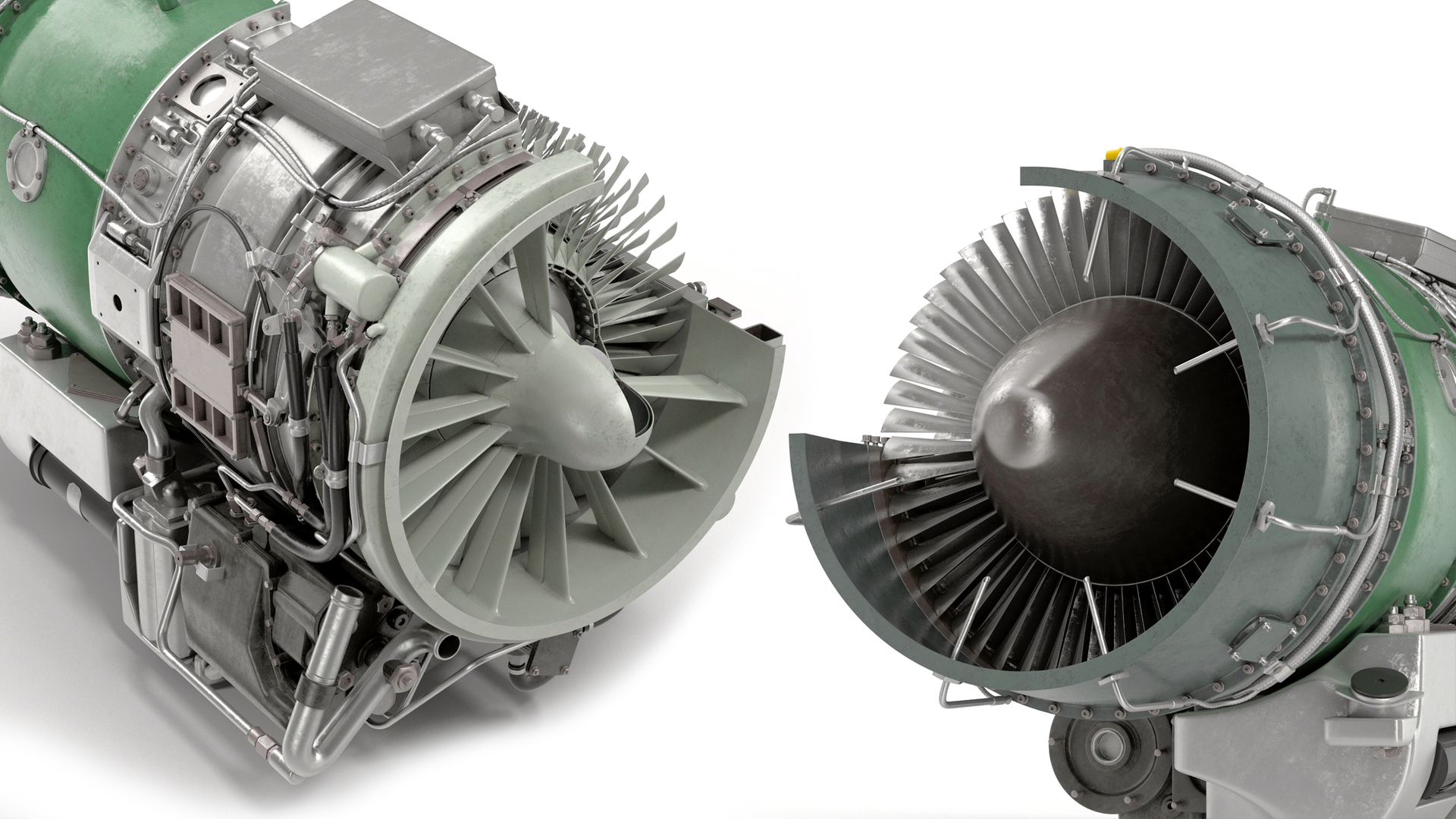 Cutaway Turbofan Jet Engine 3D