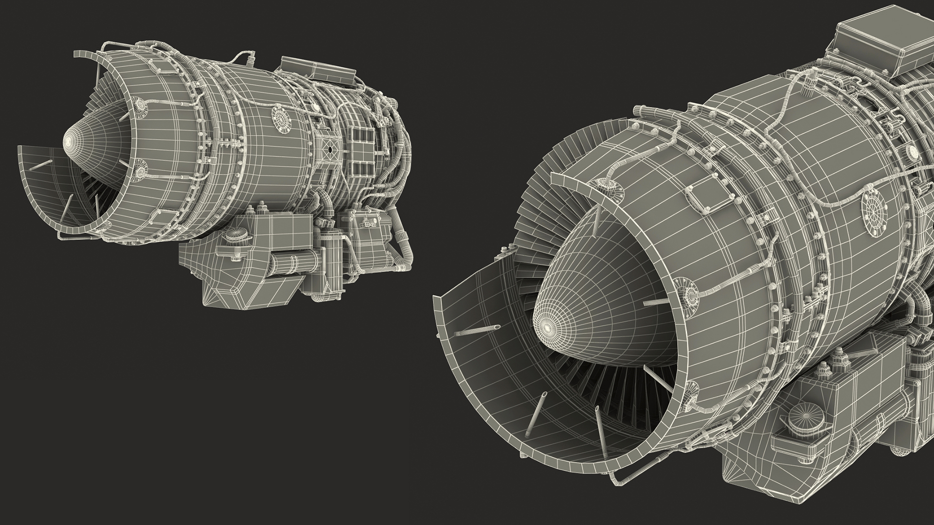 Cutaway Turbofan Jet Engine 3D