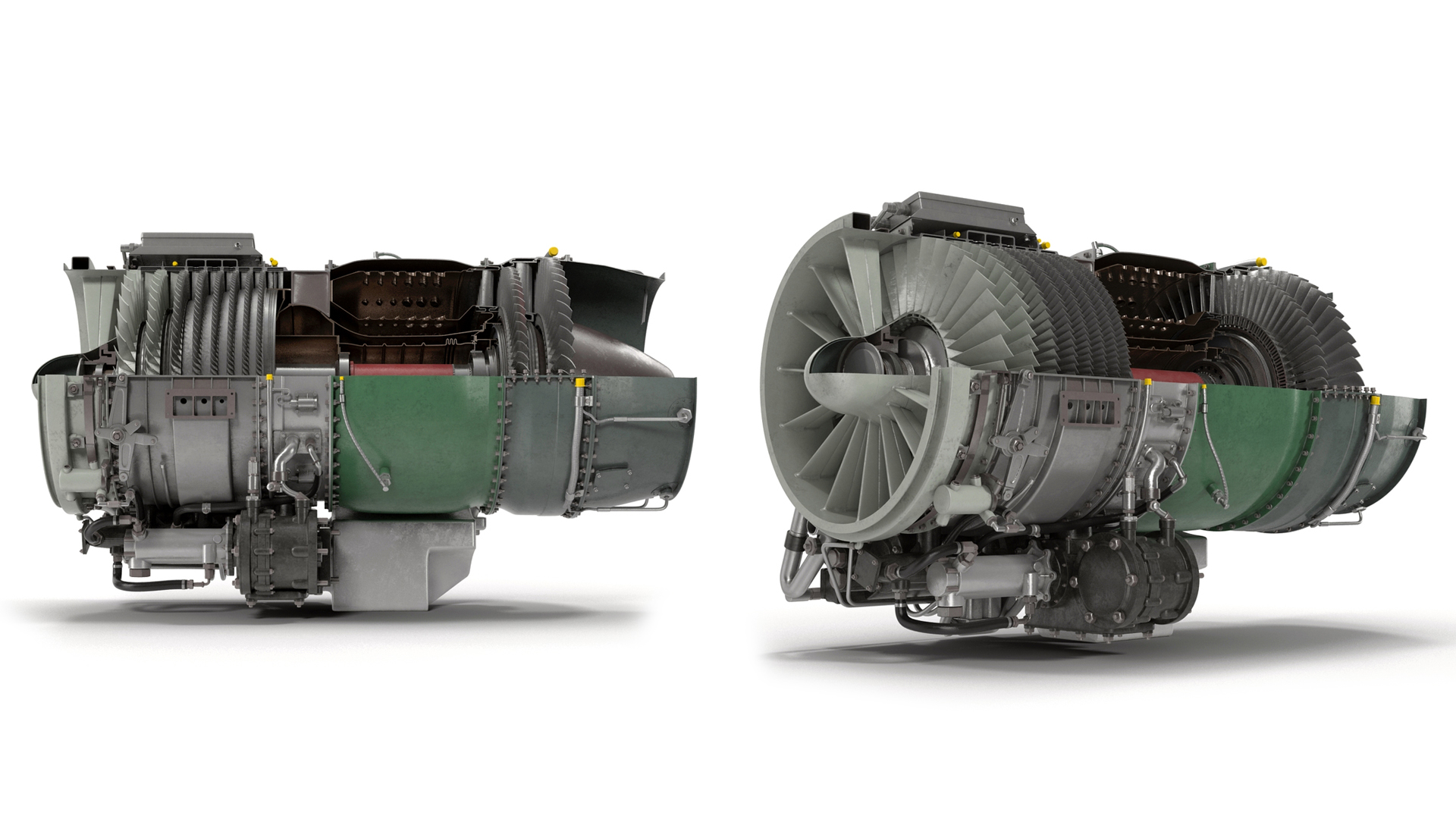 Cutaway Turbofan Jet Engine 3D