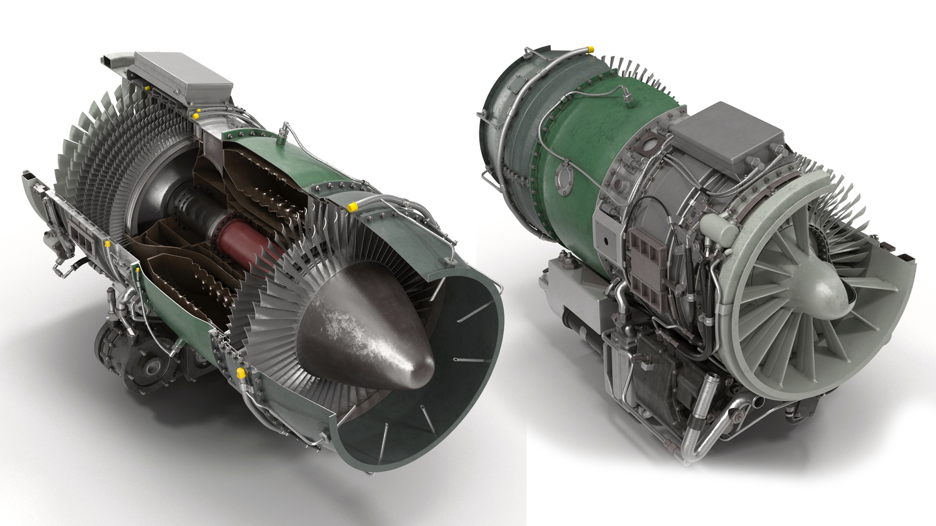 Cutaway Turbofan Jet Engine 3D