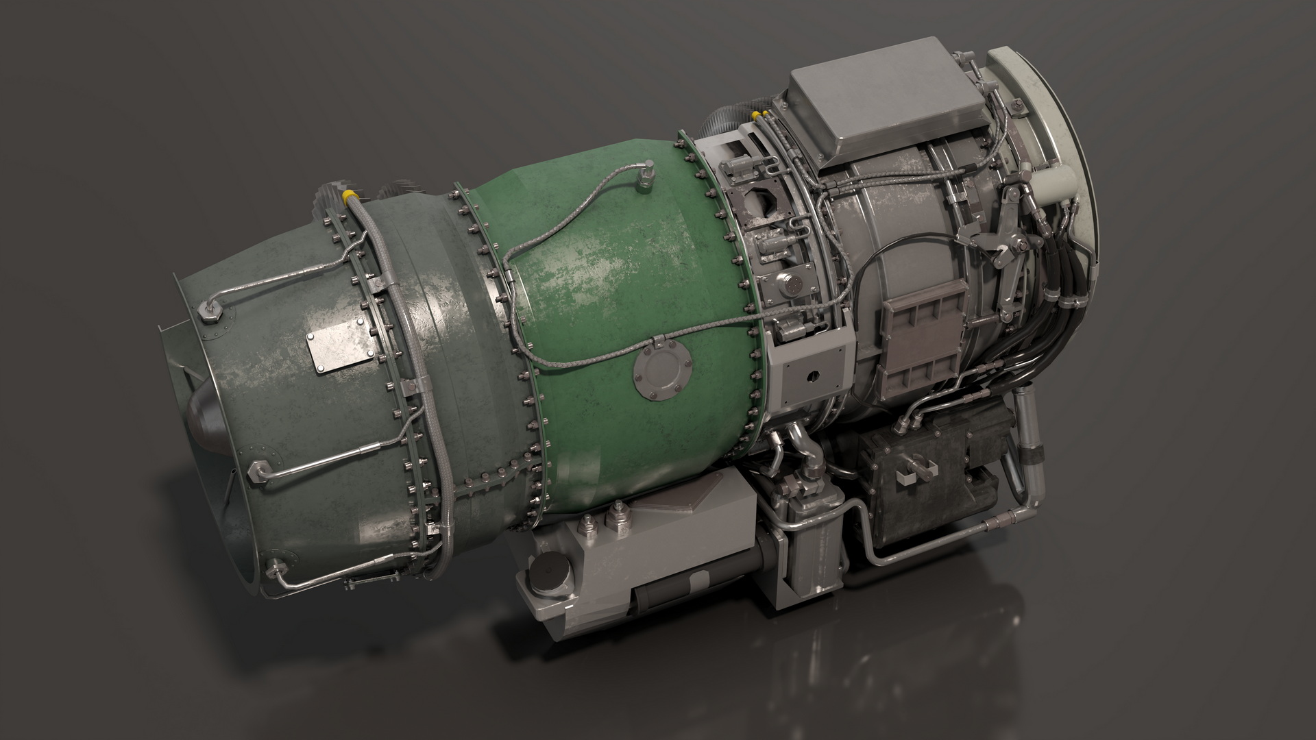 Cutaway Turbofan Jet Engine 3D