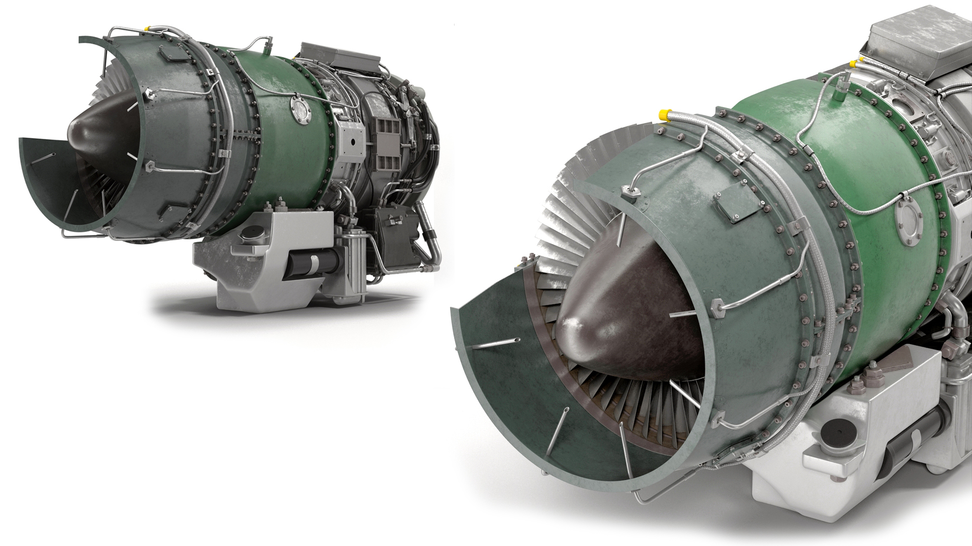 Cutaway Turbofan Jet Engine 3D