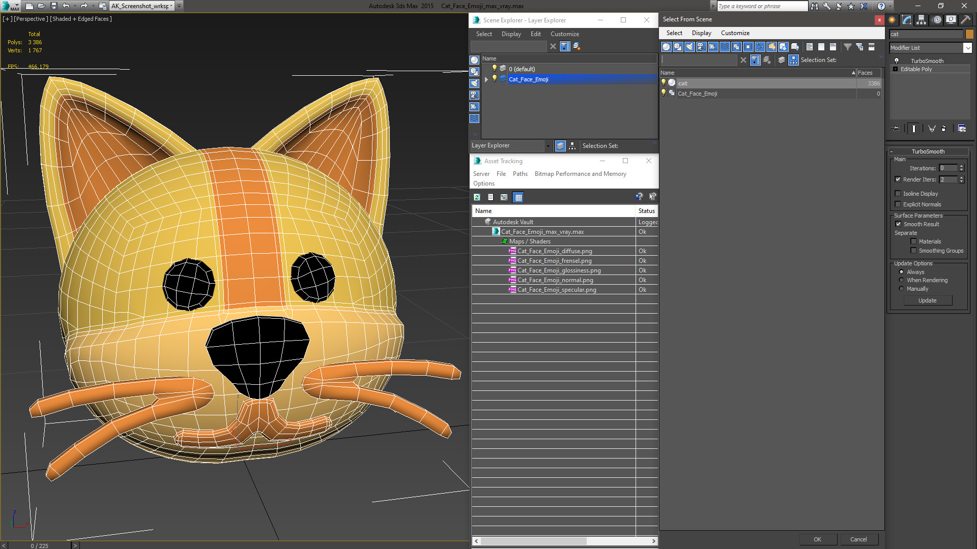 Cat Face Emoji 3D model