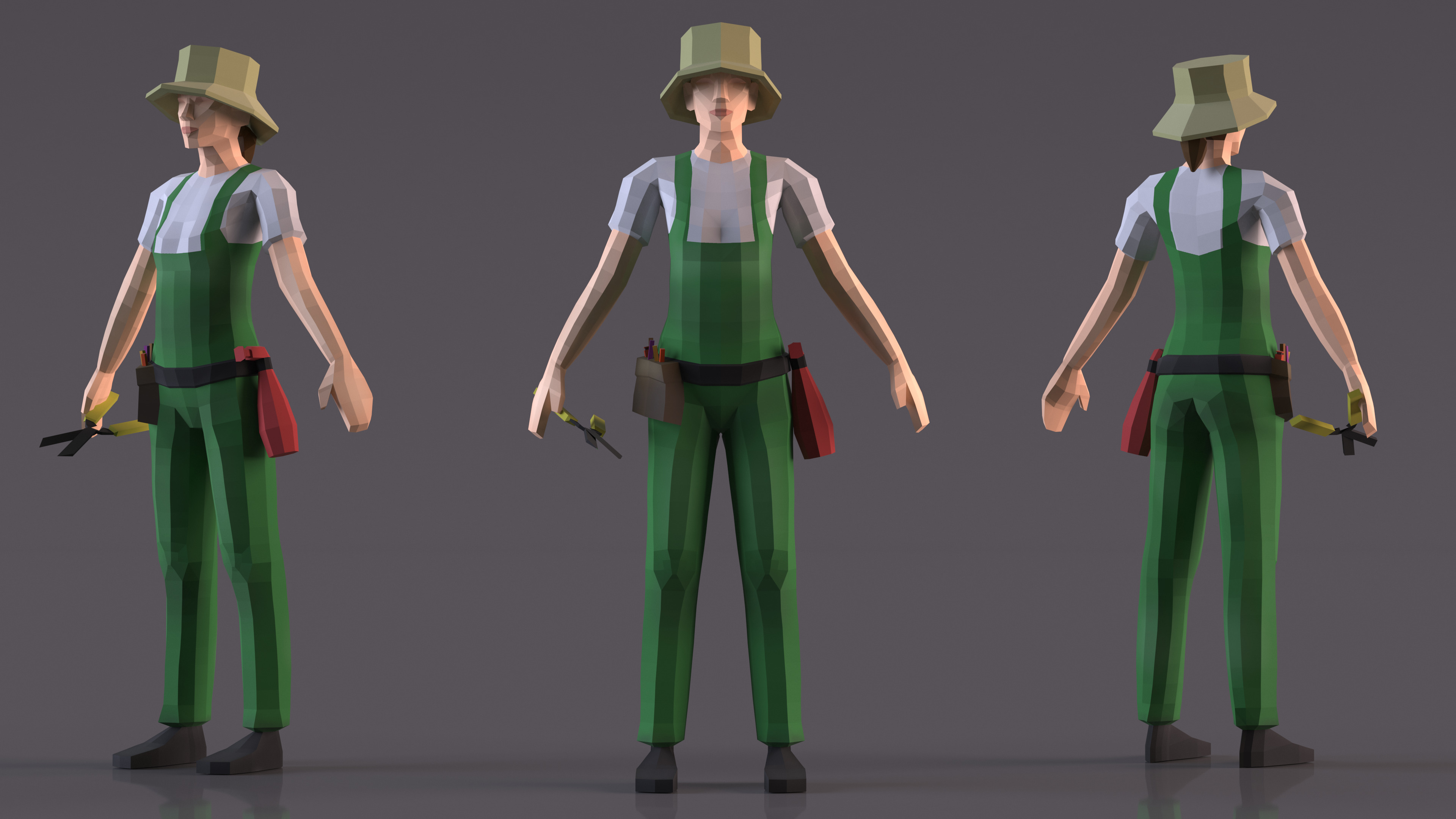 3D Gardener Low Poly Rigged for Cinema 4D model