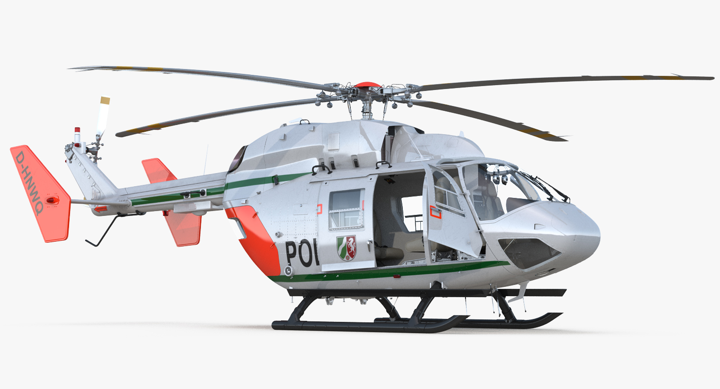 Kawasaki BK 117 German Police Helicopter Rigged 3D