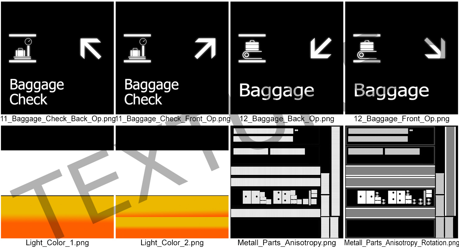 Airport Signs Baggage Check 3D