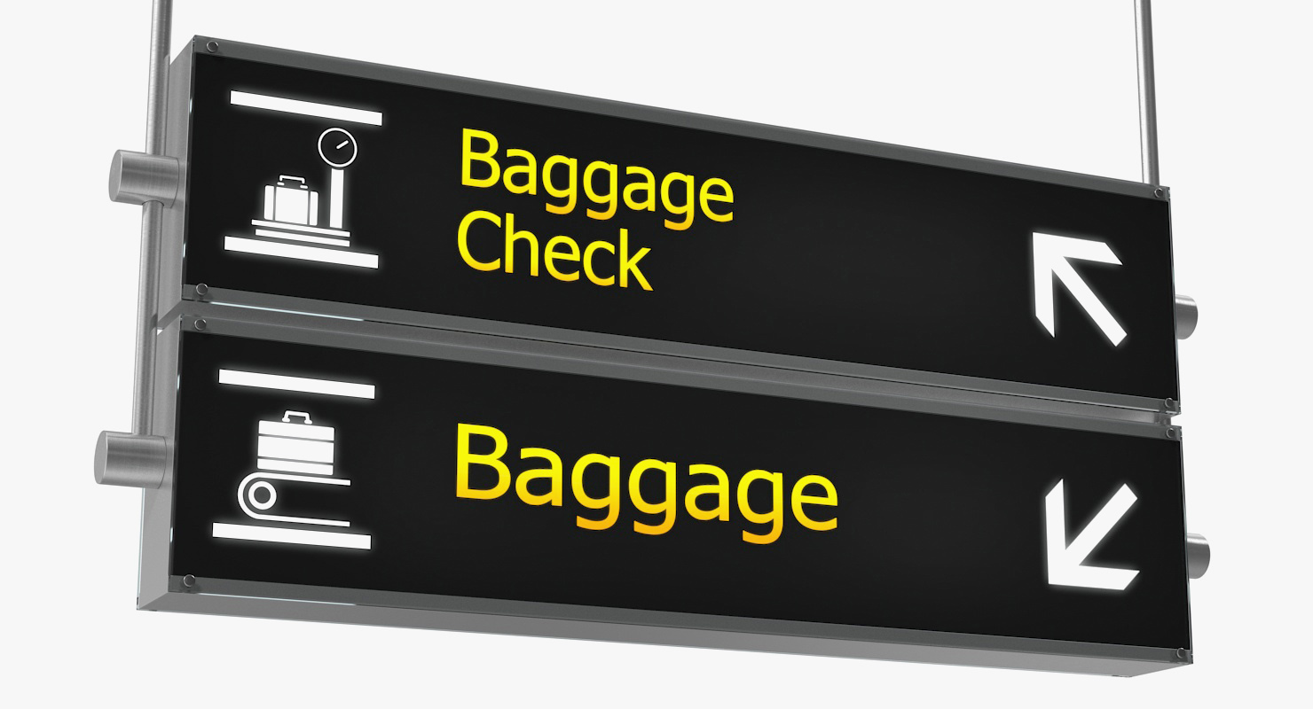 Airport Signs Baggage Check 3D