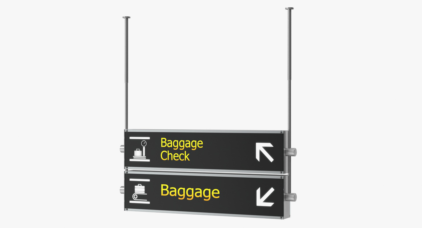 Airport Signs Baggage Check 3D