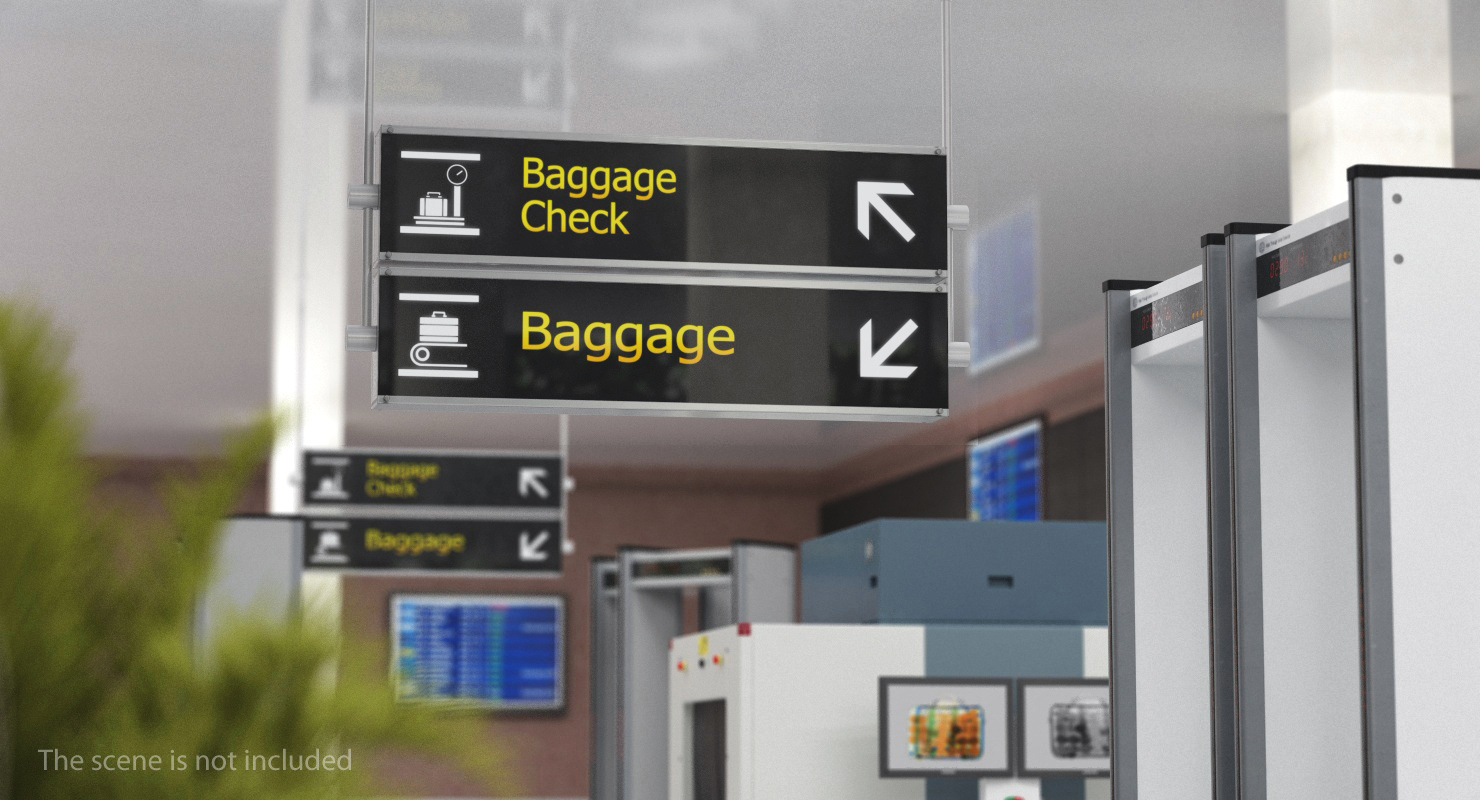 Airport Signs Baggage Check 3D