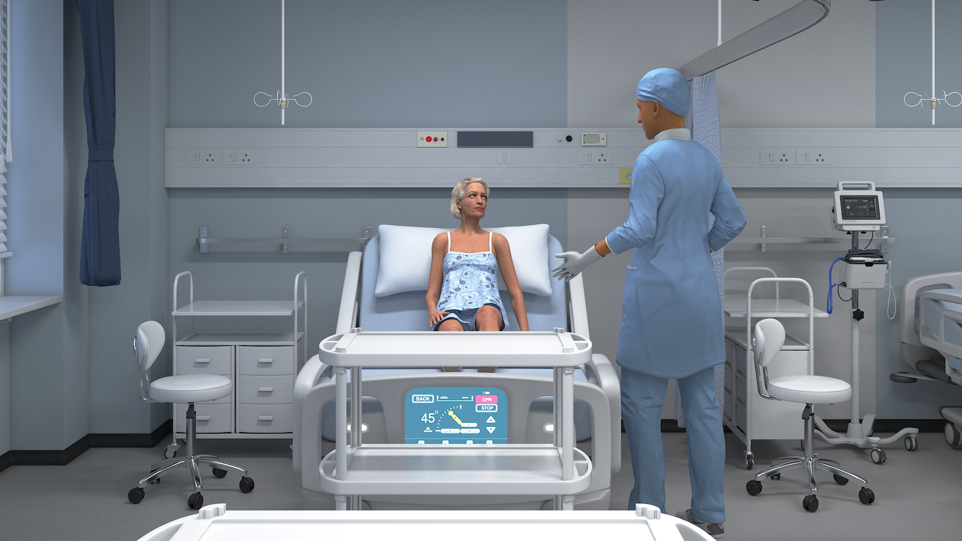 3D model Large Hospital Ward Interior with People