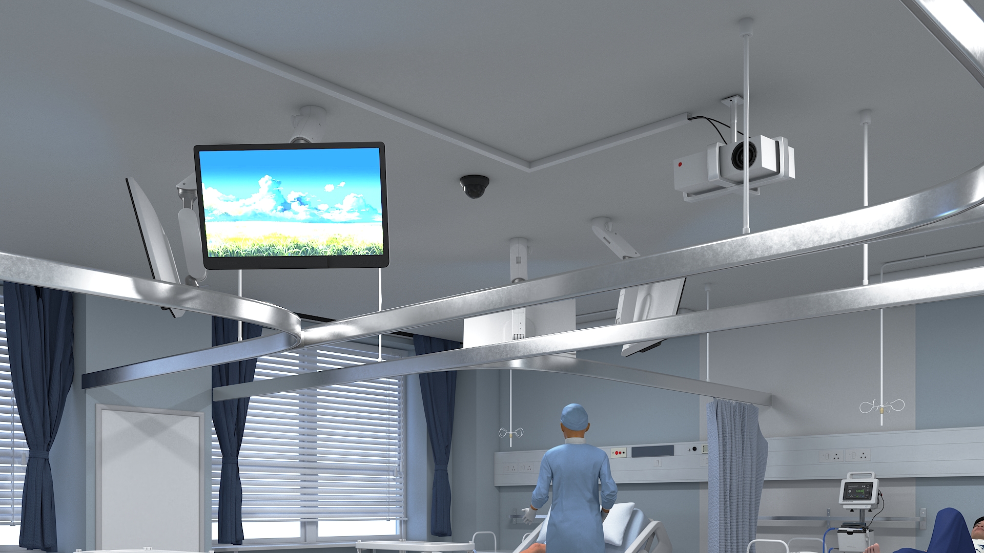 3D model Large Hospital Ward Interior with People