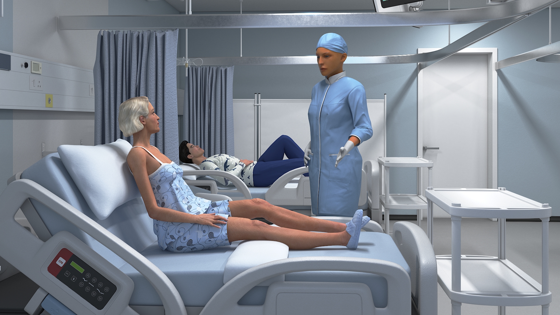 3D model Large Hospital Ward Interior with People