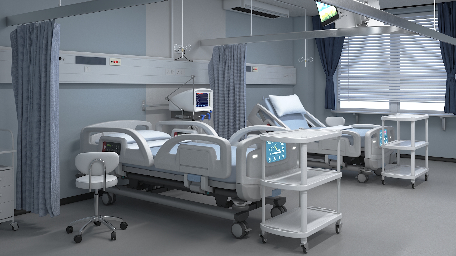 3D model Large Hospital Ward Interior with People