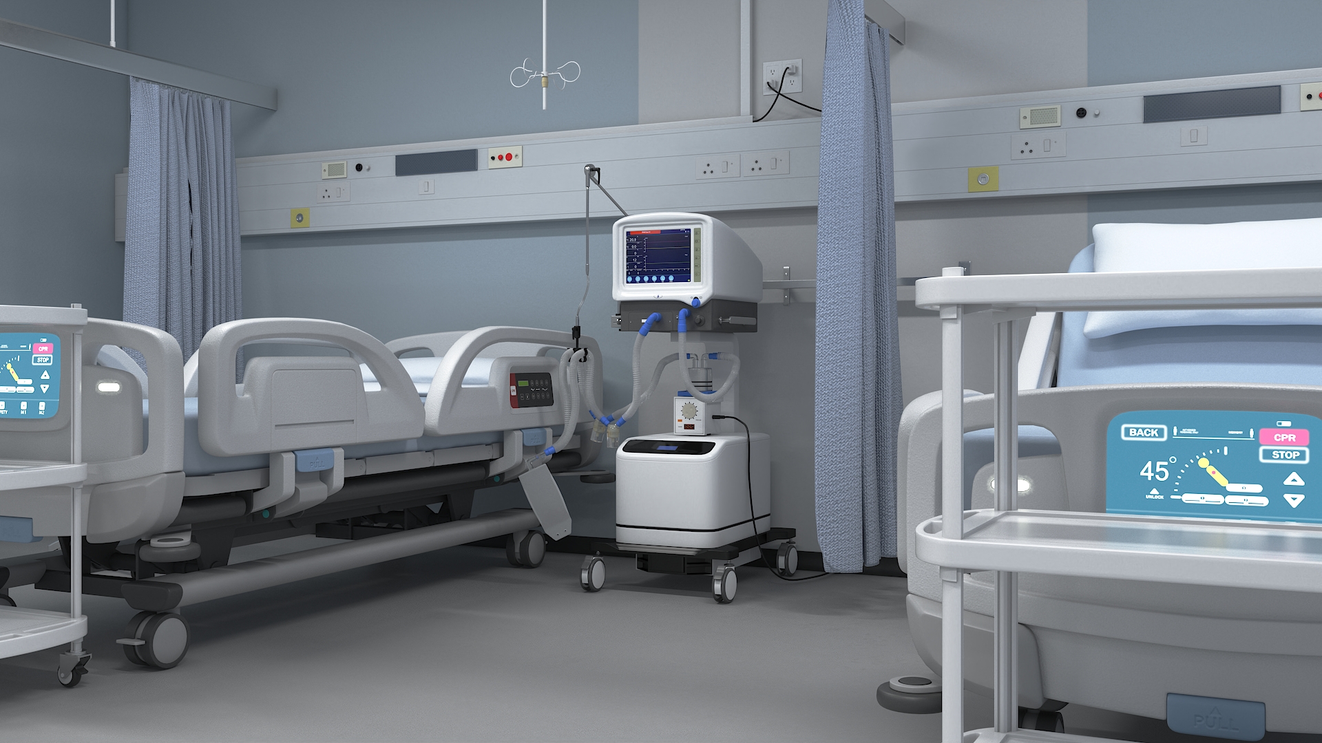 3D model Large Hospital Ward Interior with People