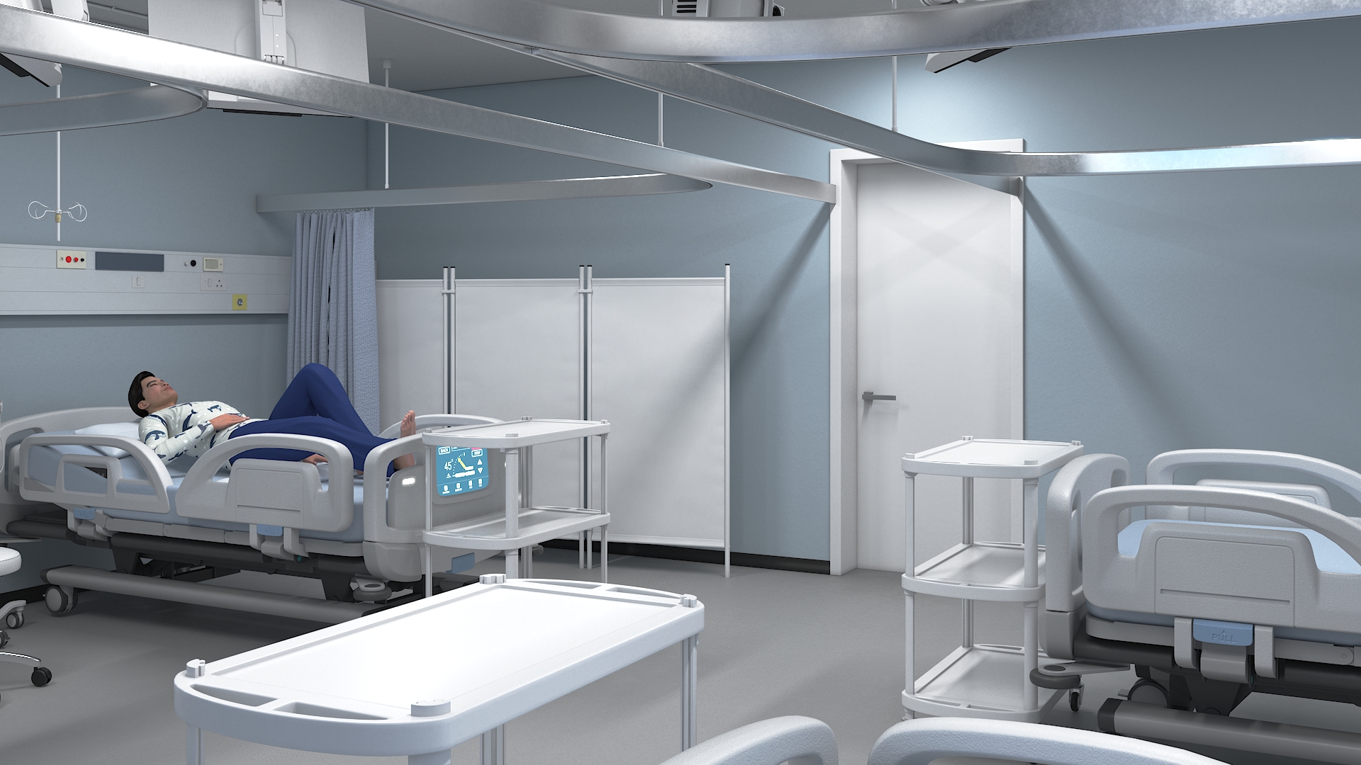 3D model Large Hospital Ward Interior with People