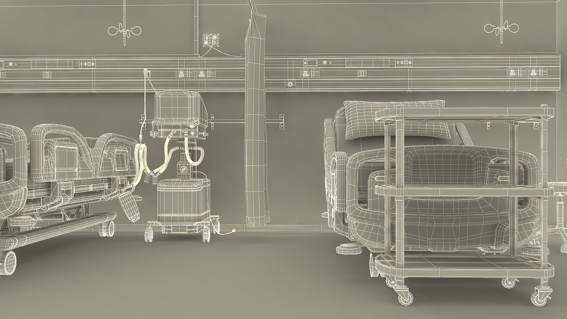 3D model Large Hospital Ward Interior with People