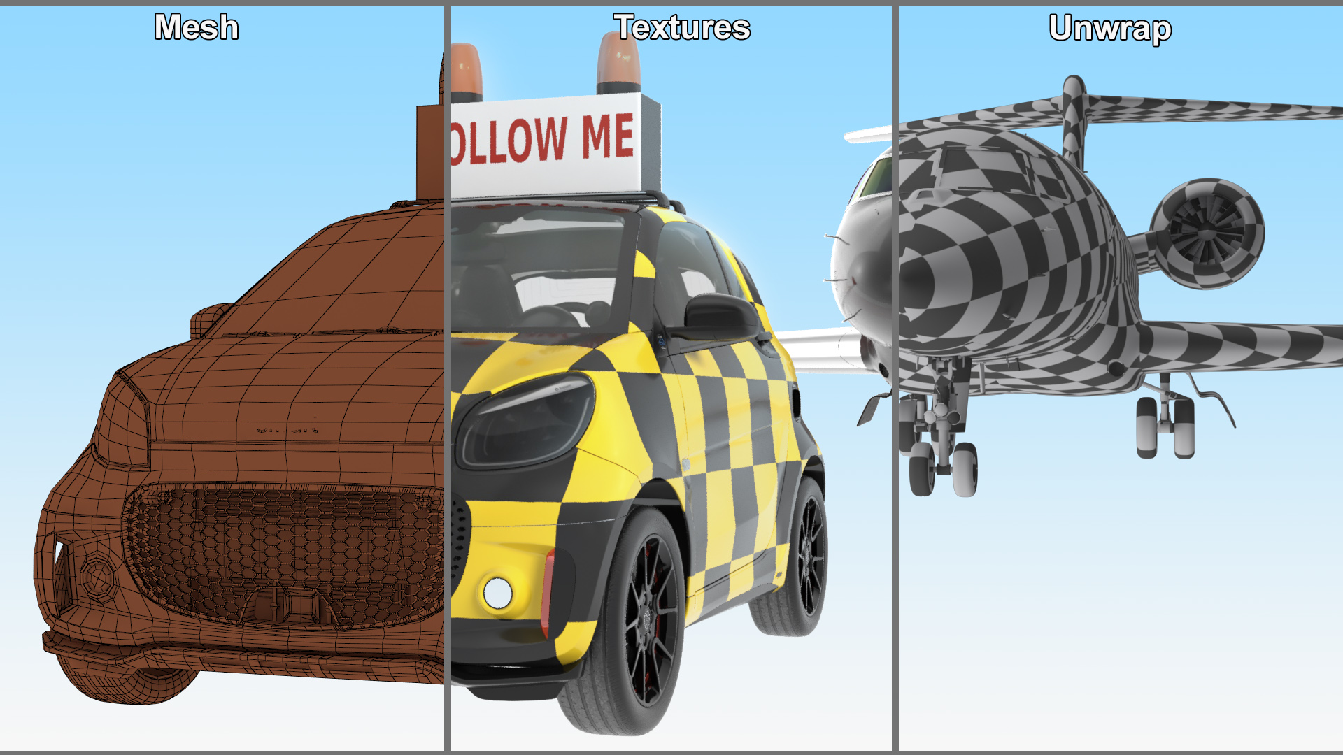 3D model Private Jet and Smart Follow Me Car