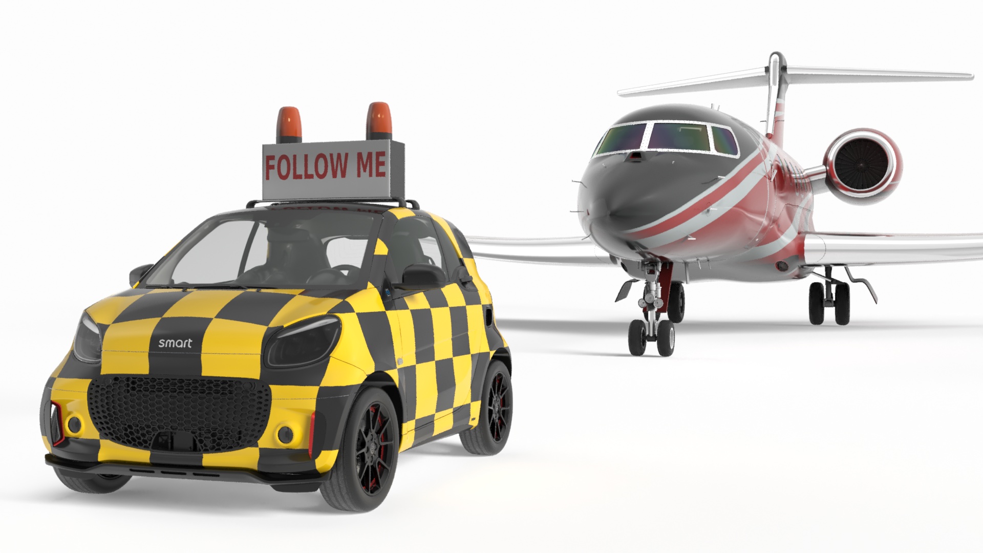 3D model Private Jet and Smart Follow Me Car