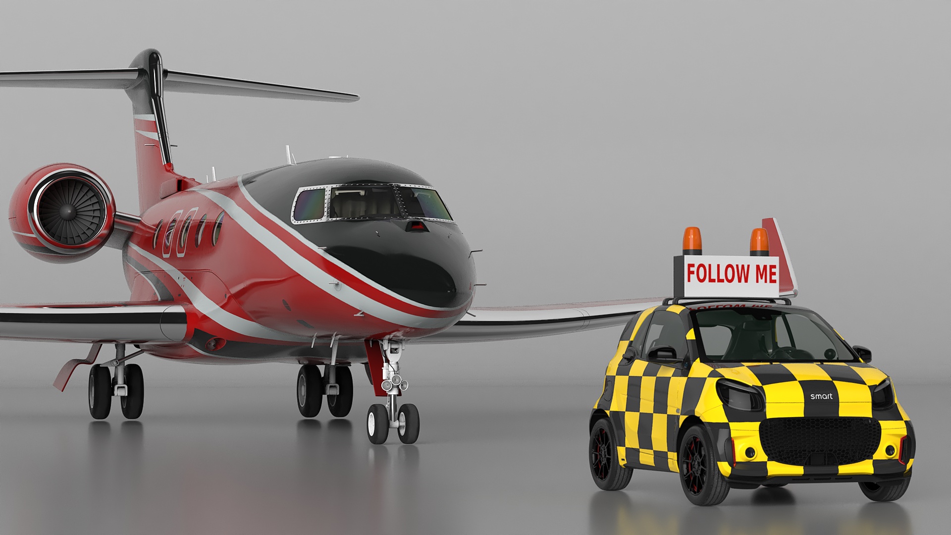 3D model Private Jet and Smart Follow Me Car