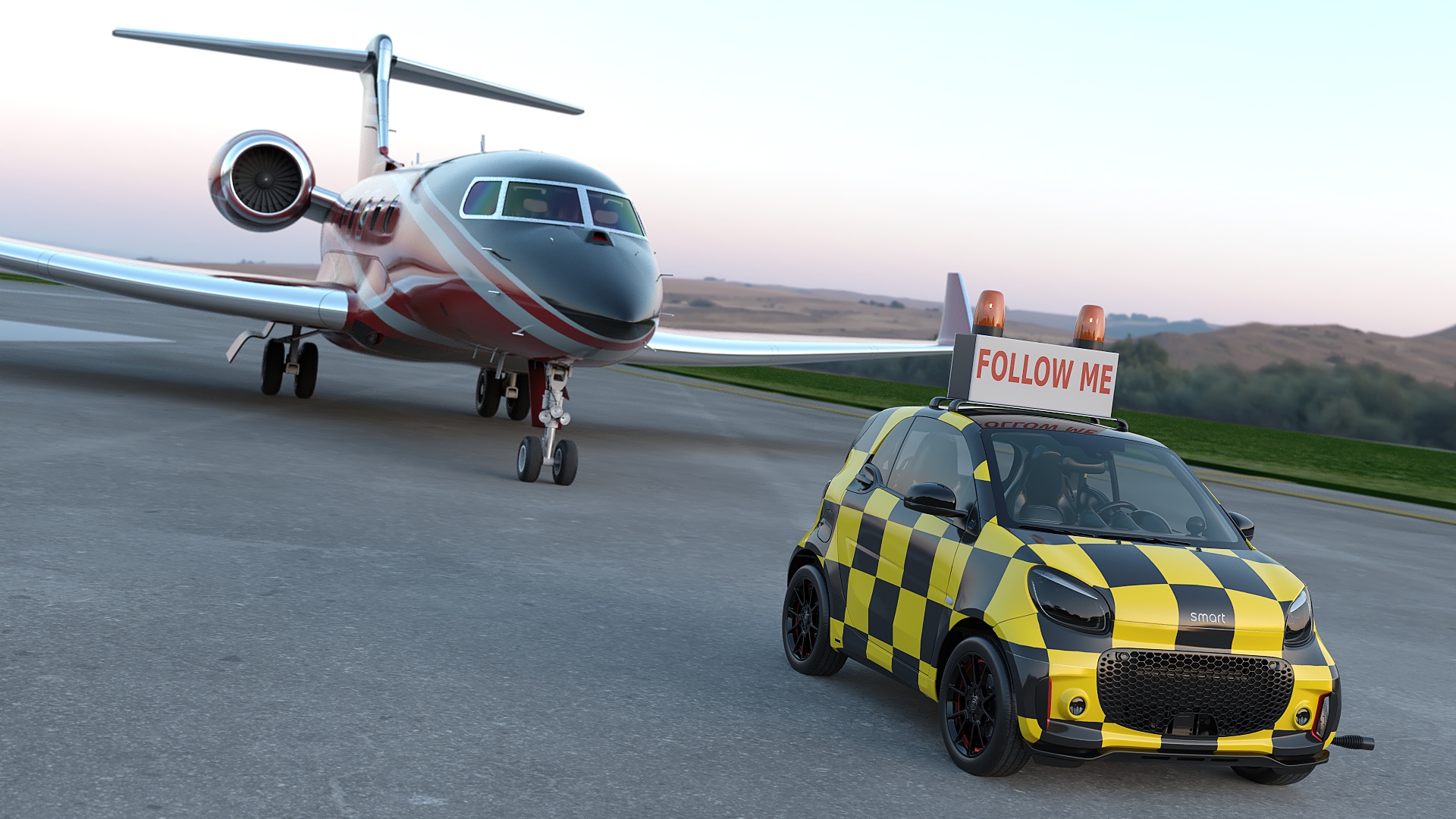 3D model Private Jet and Smart Follow Me Car