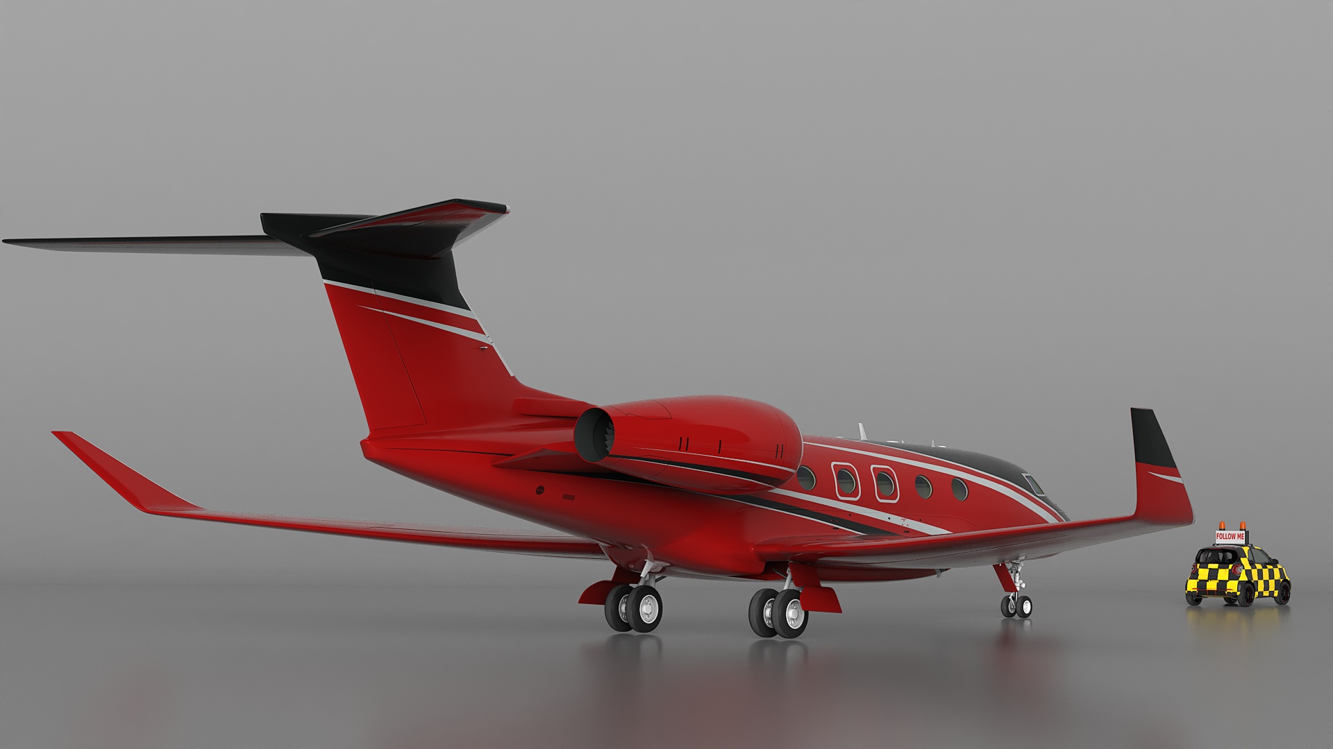 3D model Private Jet and Smart Follow Me Car