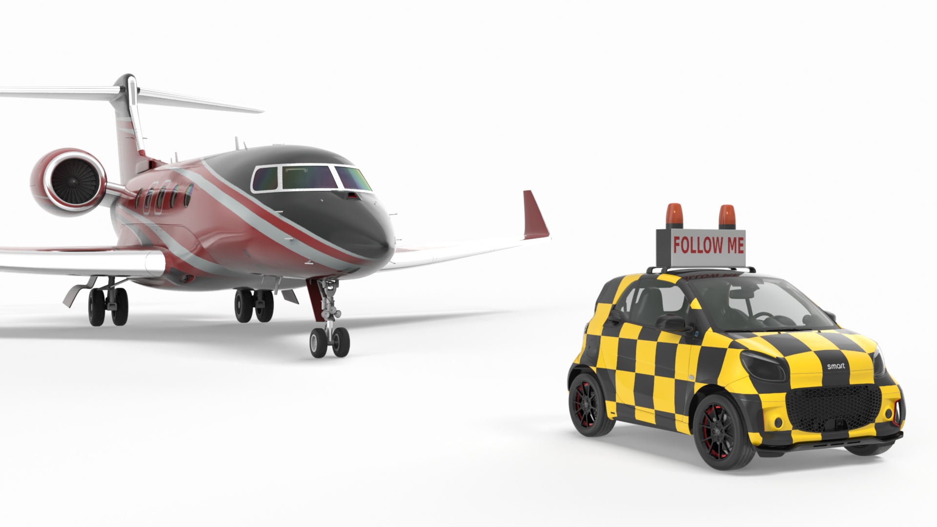 3D model Private Jet and Smart Follow Me Car