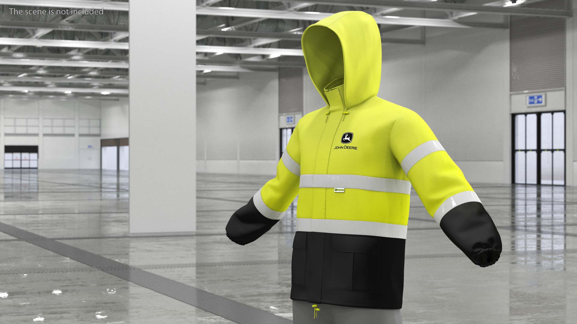 3D John Deere Rain Jacket High Visibility model