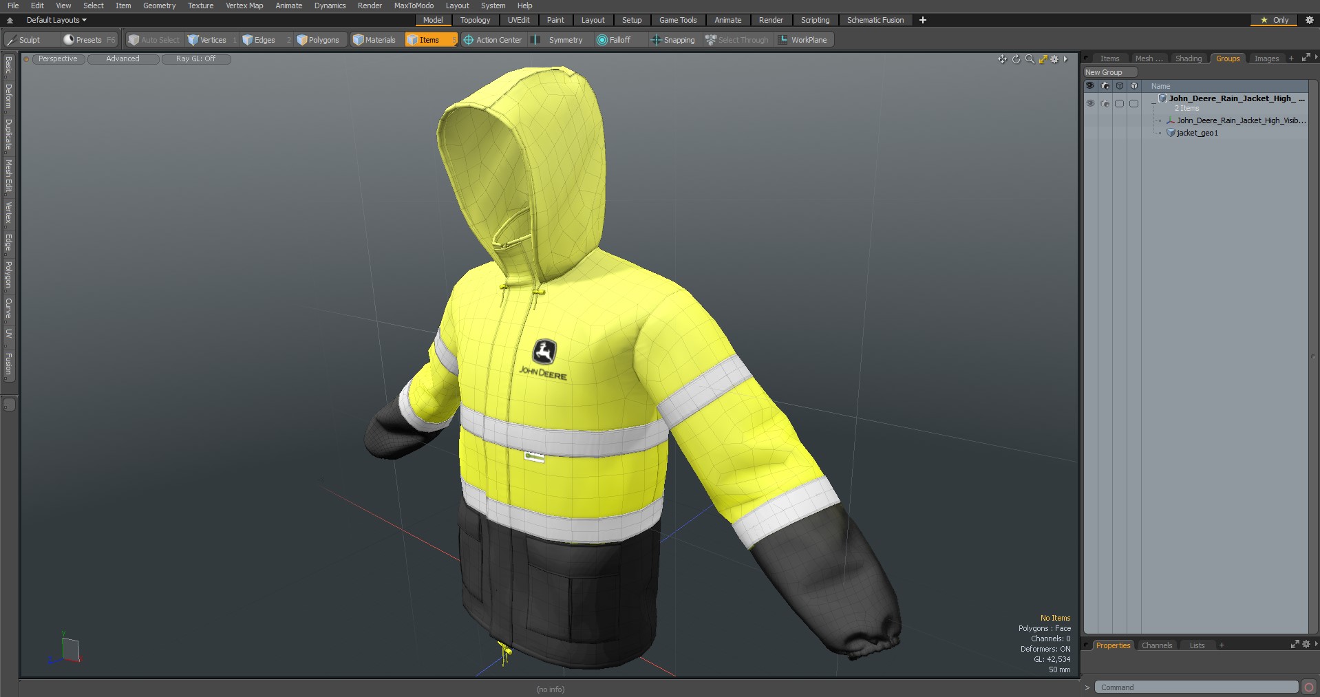 3D John Deere Rain Jacket High Visibility model