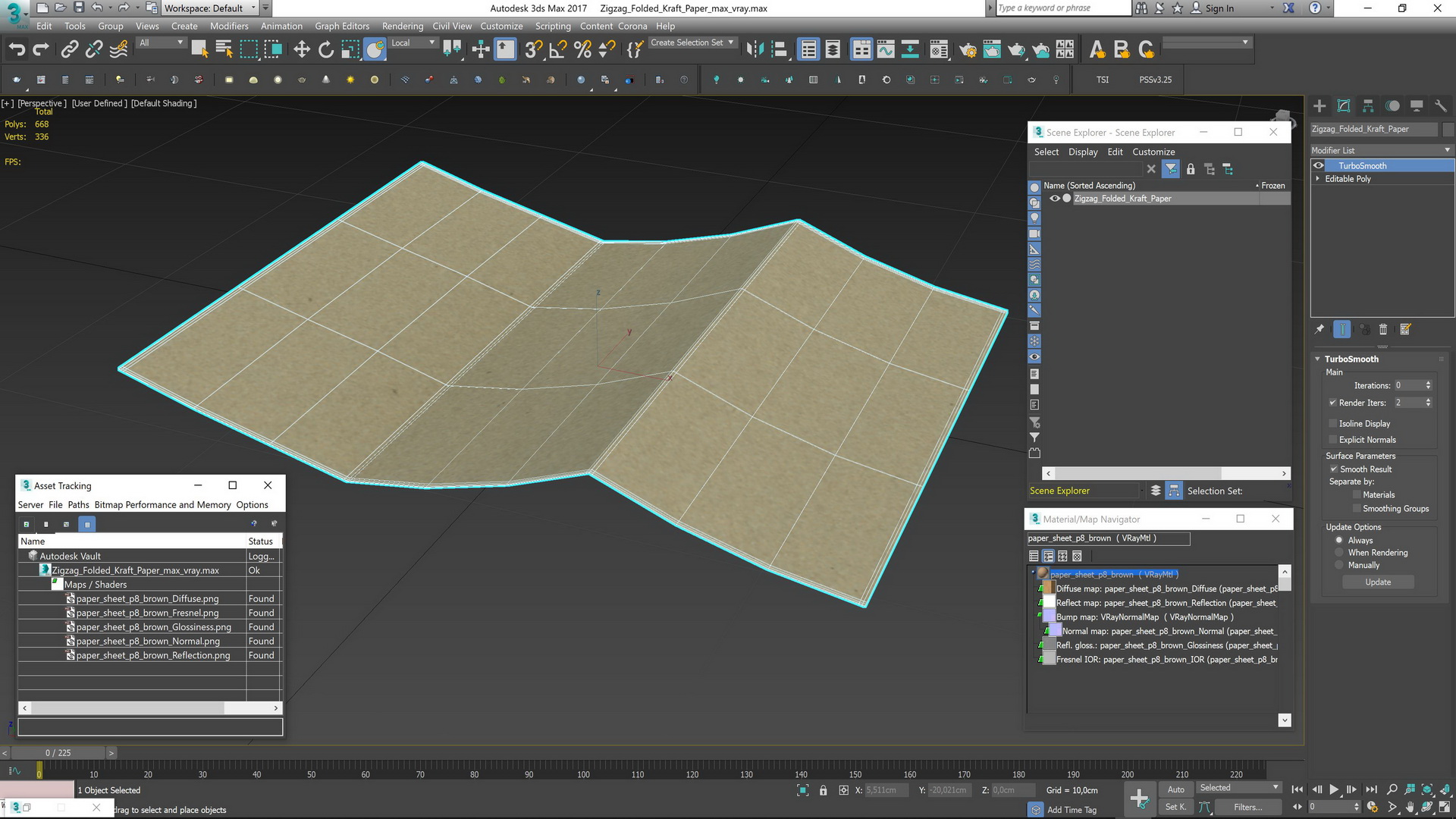 3D model Zigzag Folded Kraft Paper