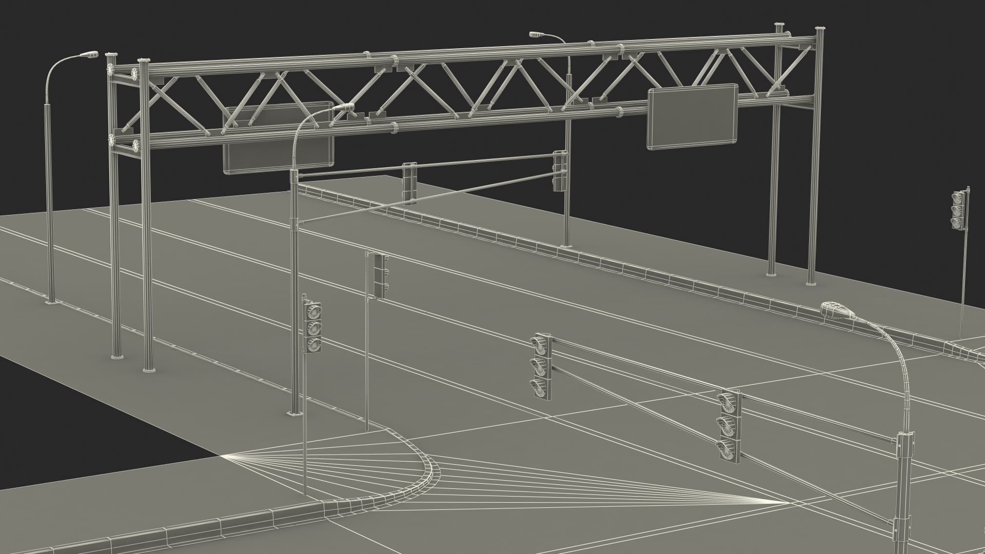 3D Connectable Highway Road Elements Crossroads Junction model