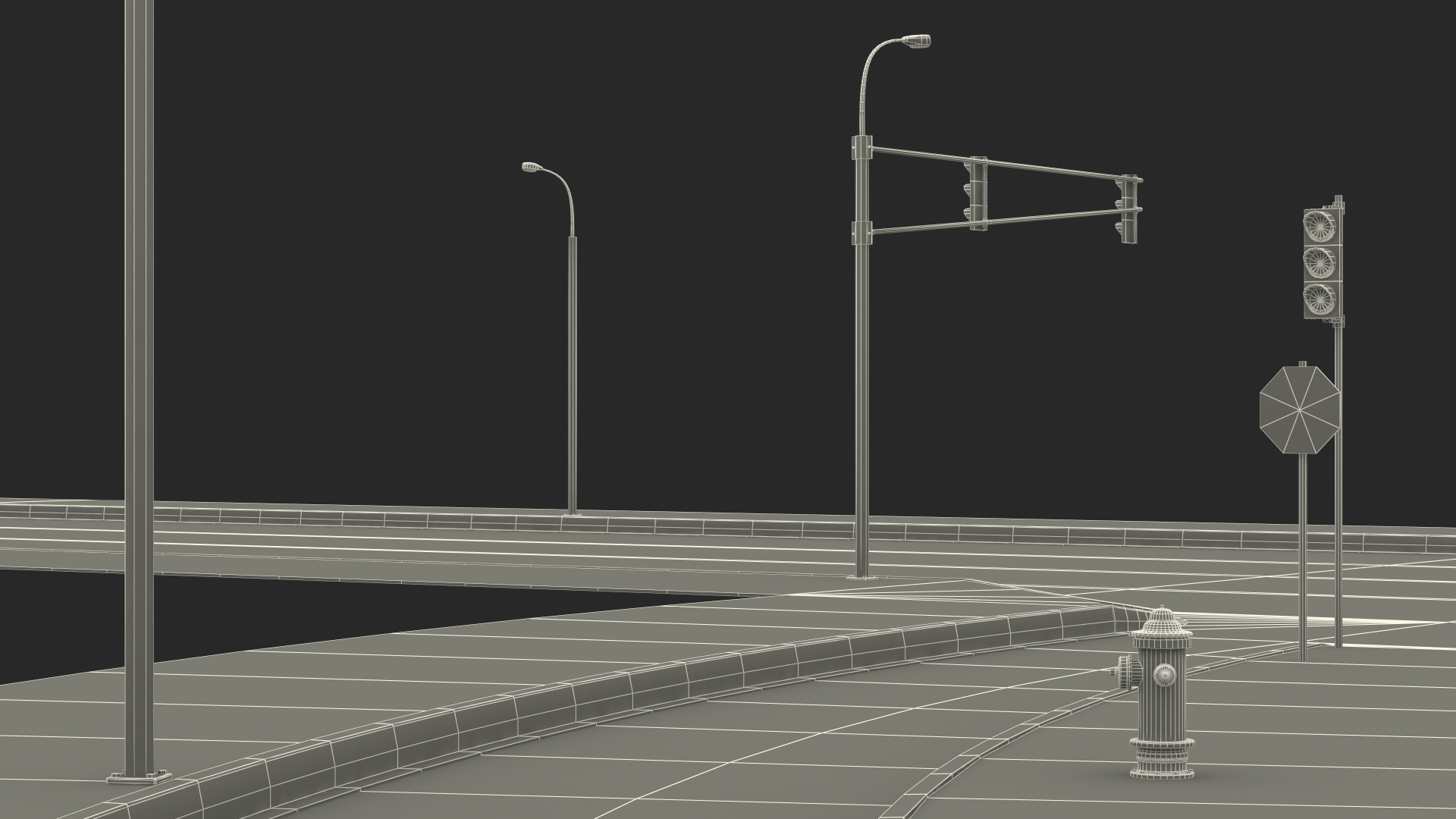 3D Connectable Highway Road Elements Crossroads Junction model