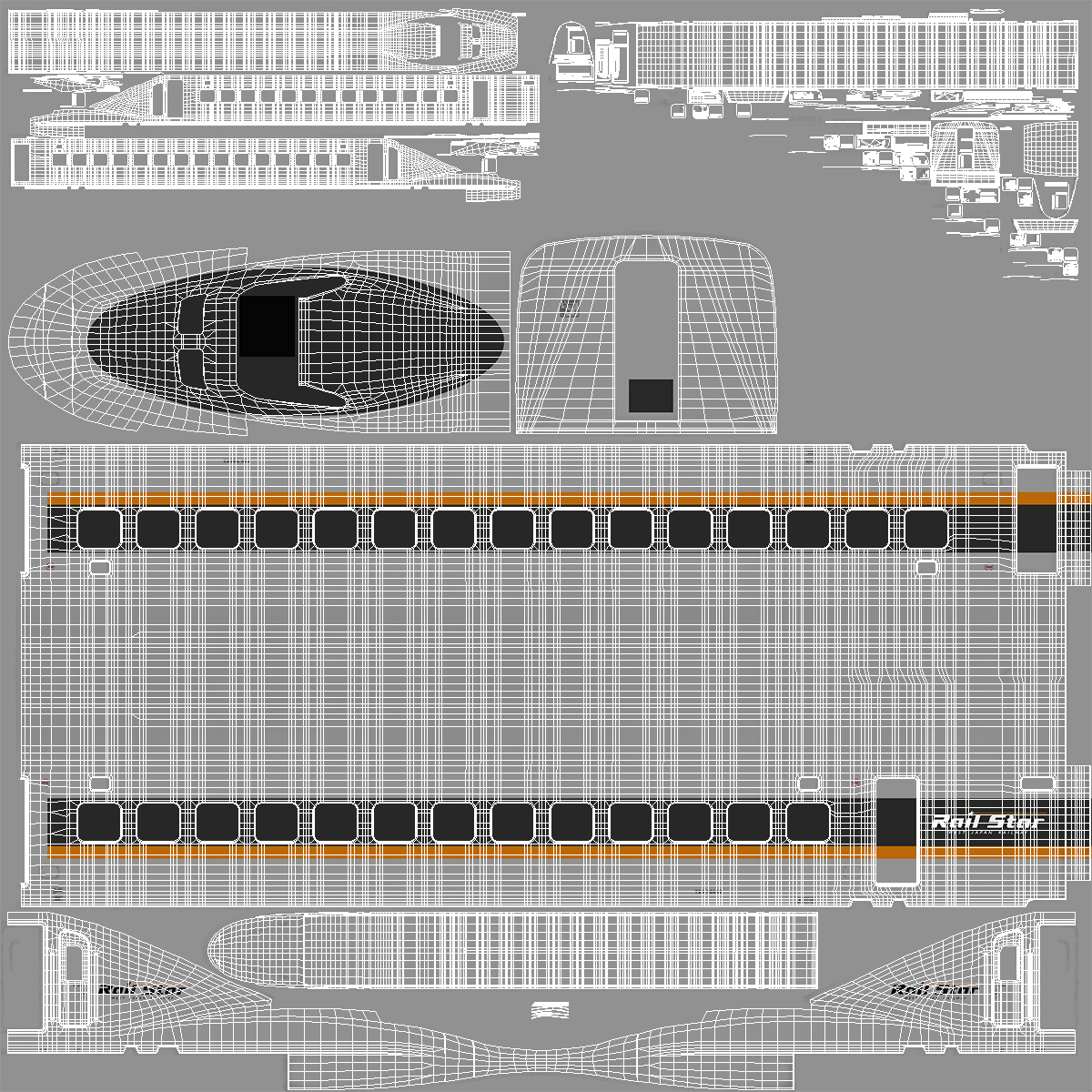 Bullet Train Rail Star Rigged 3D model