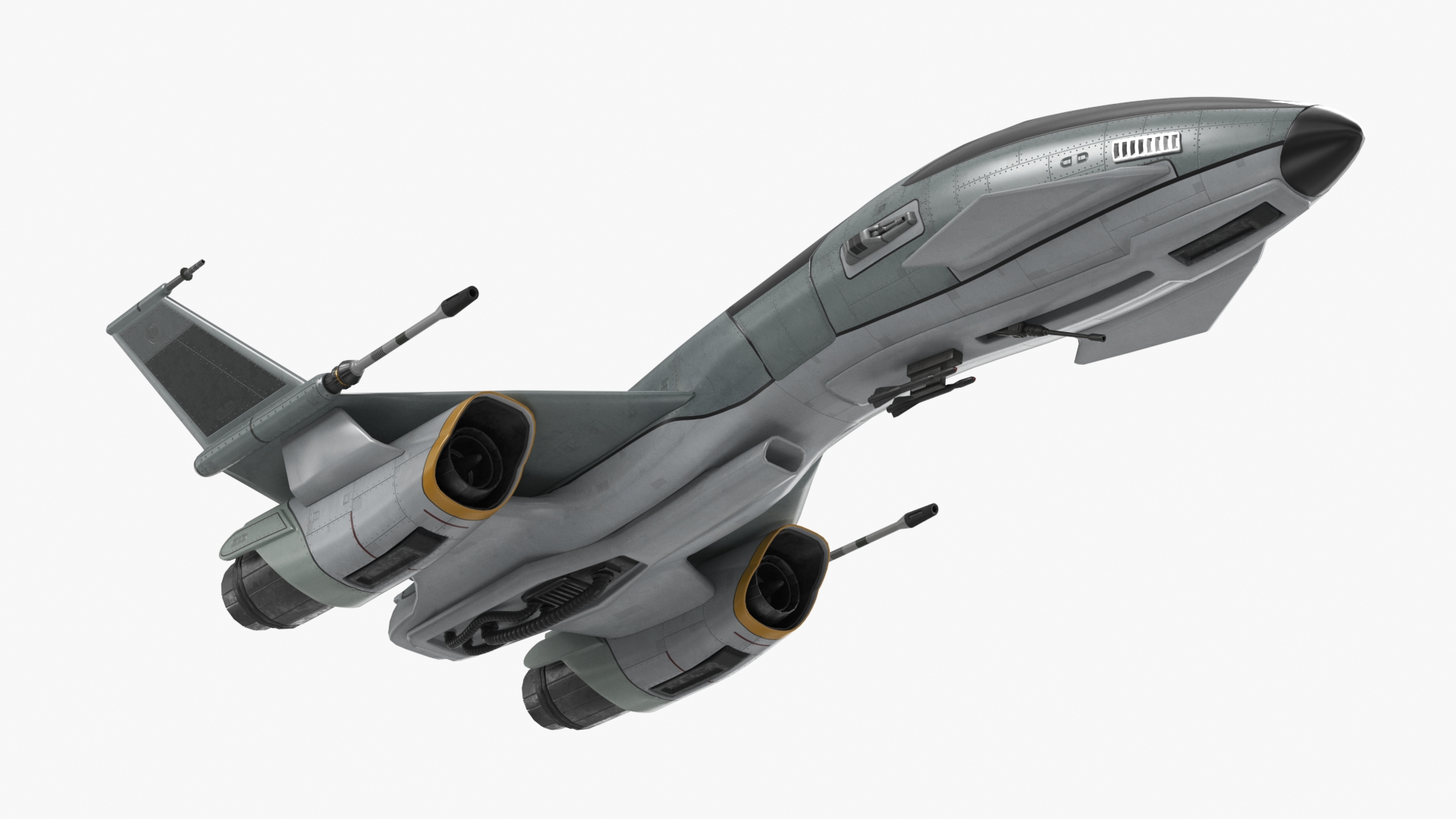 3D Futuristic Fighter Spaceship in Flight model