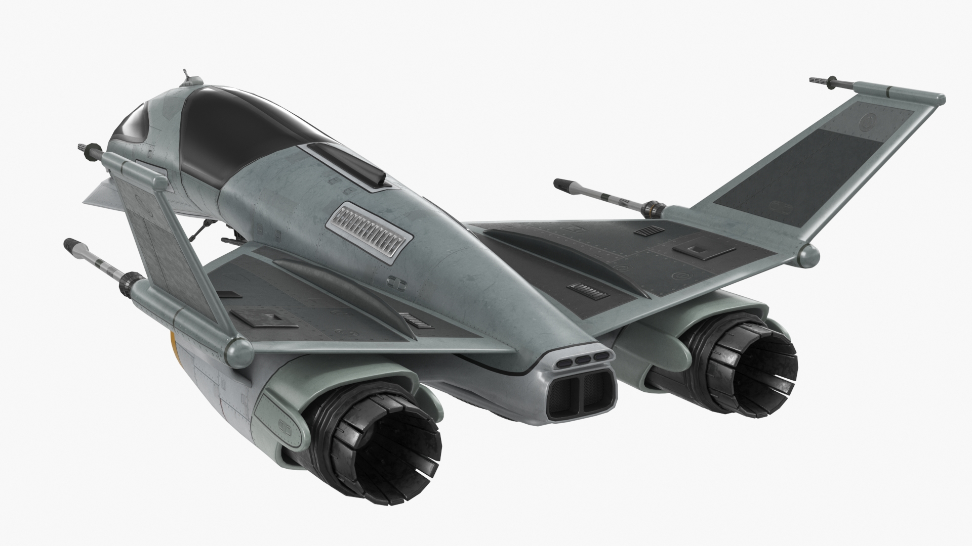 3D Futuristic Fighter Spaceship in Flight model