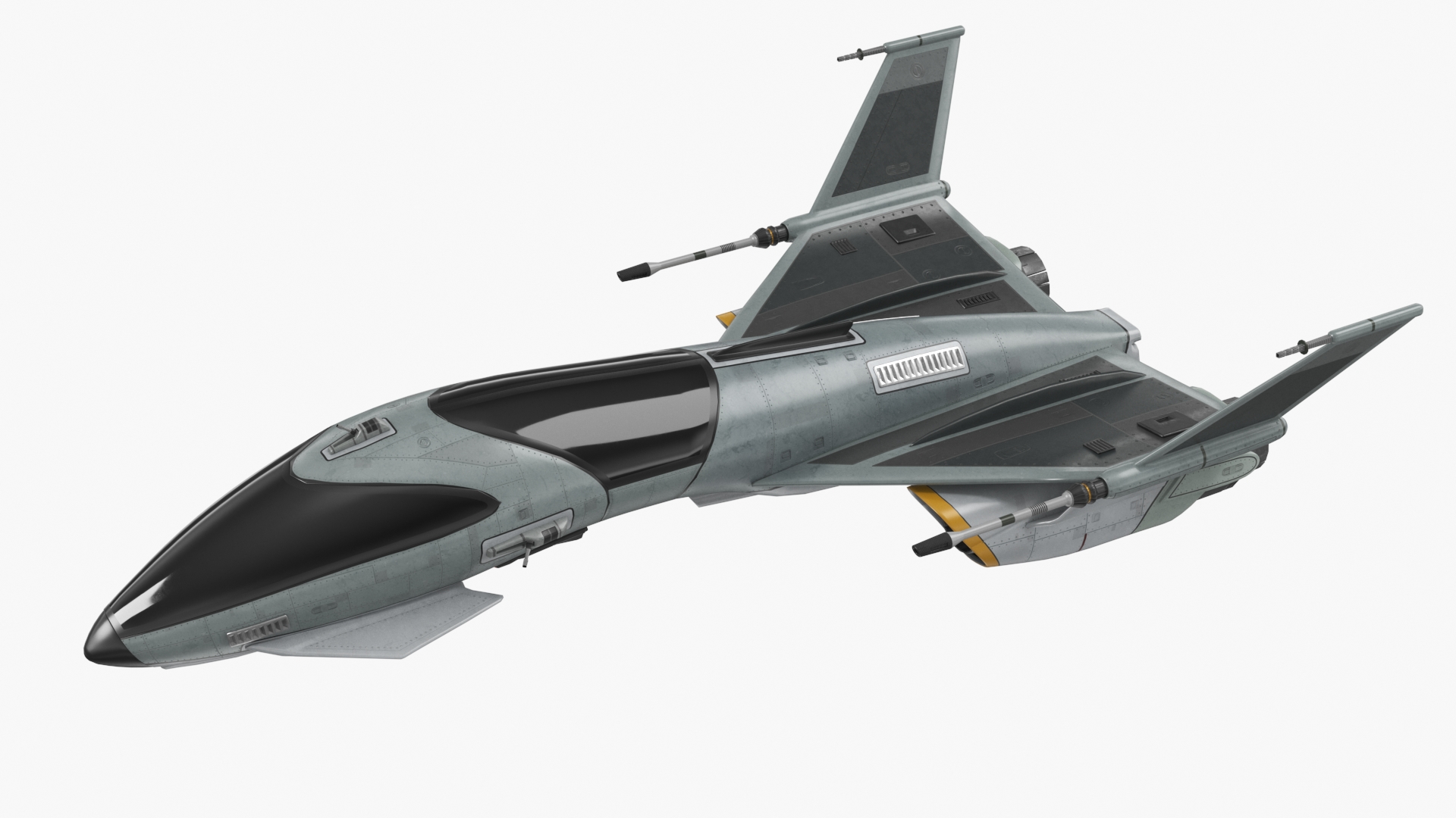 3D Futuristic Fighter Spaceship in Flight model