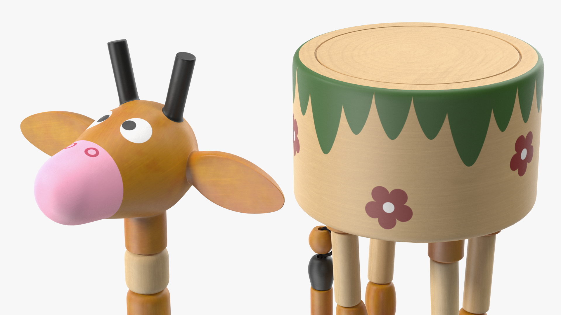 3D model Giraffe Push Puppet Toy Rigged