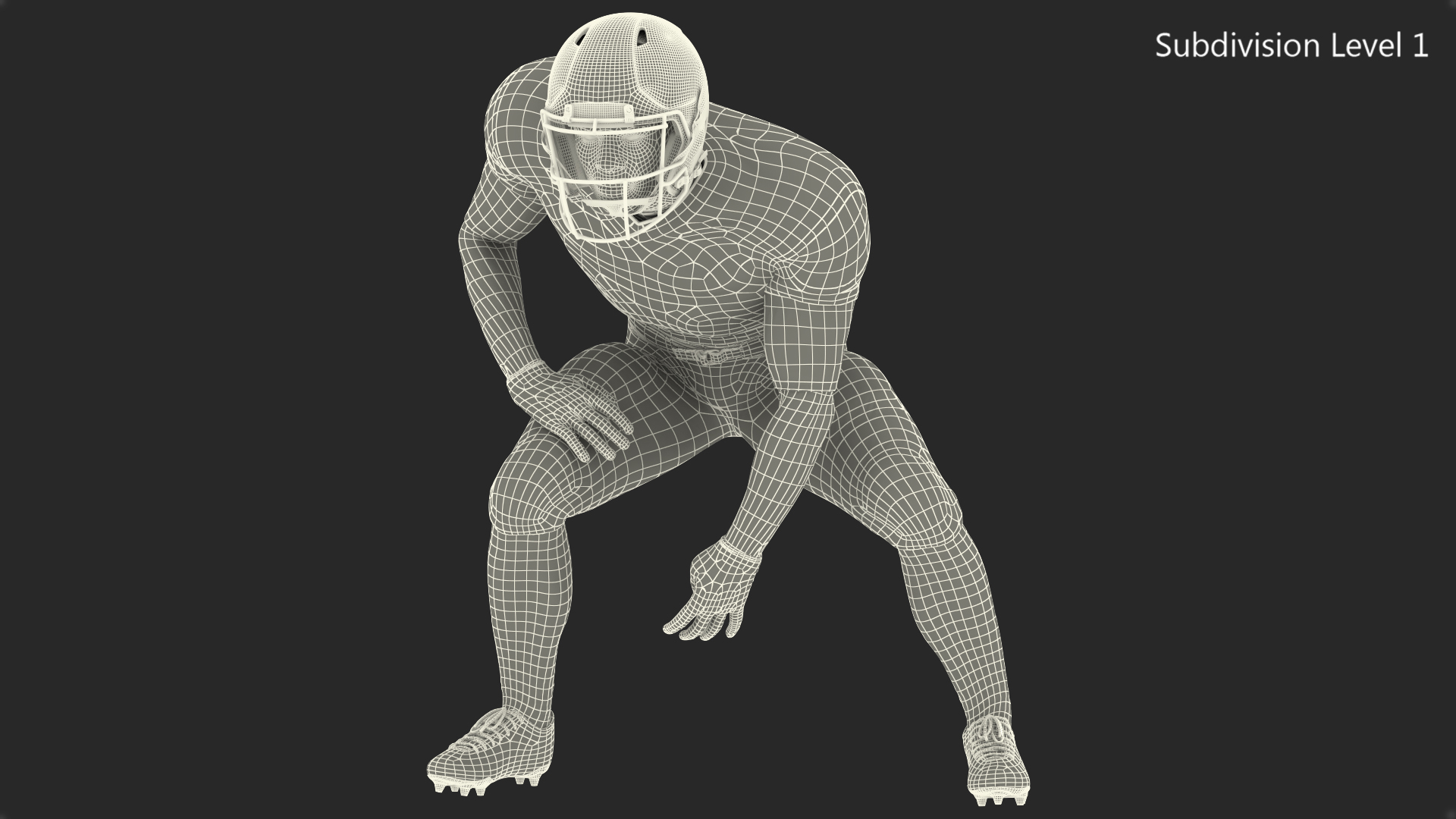 3D Washington Redskins American Football Player Crouching Fur model