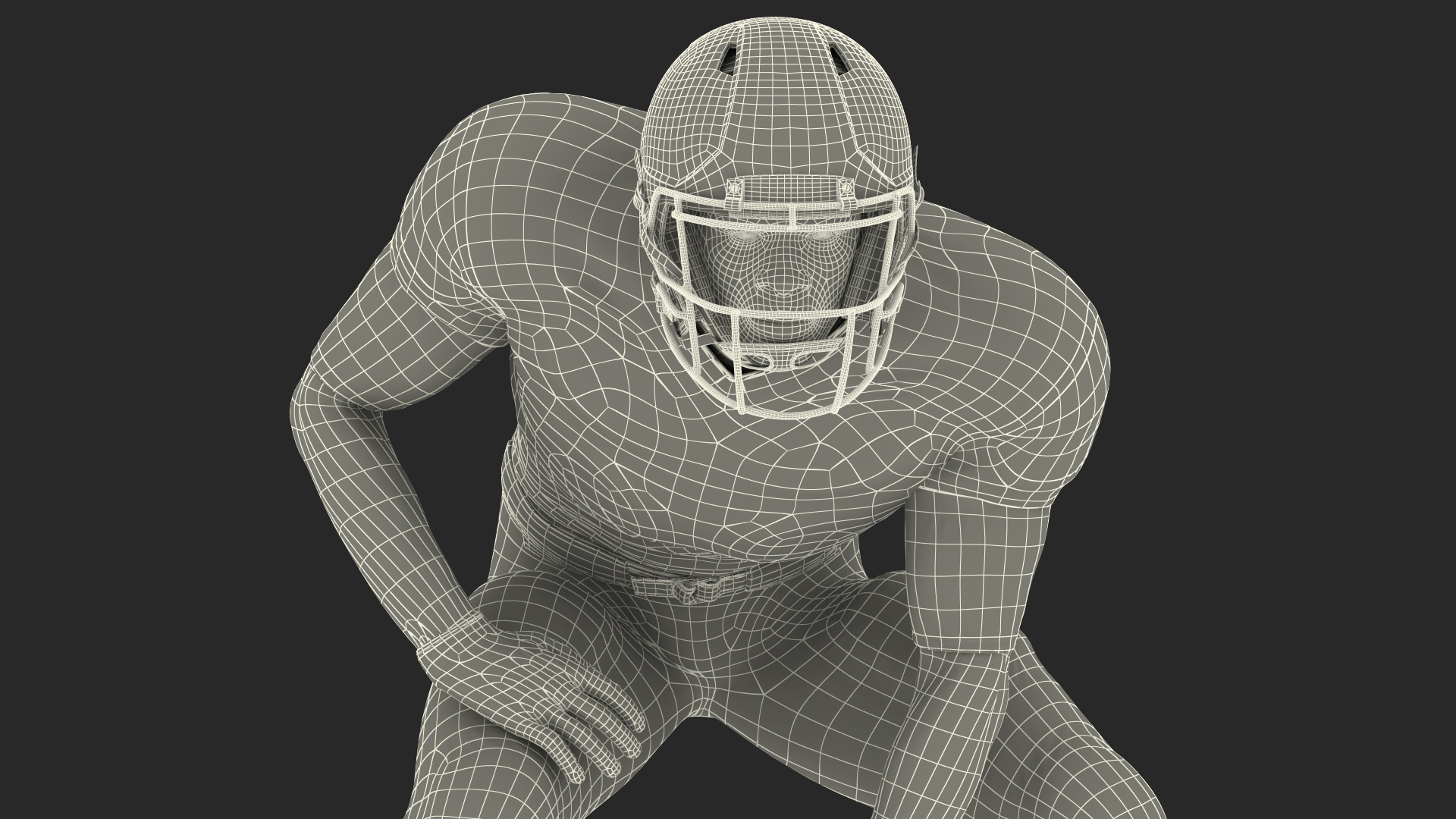 3D Washington Redskins American Football Player Crouching Fur model