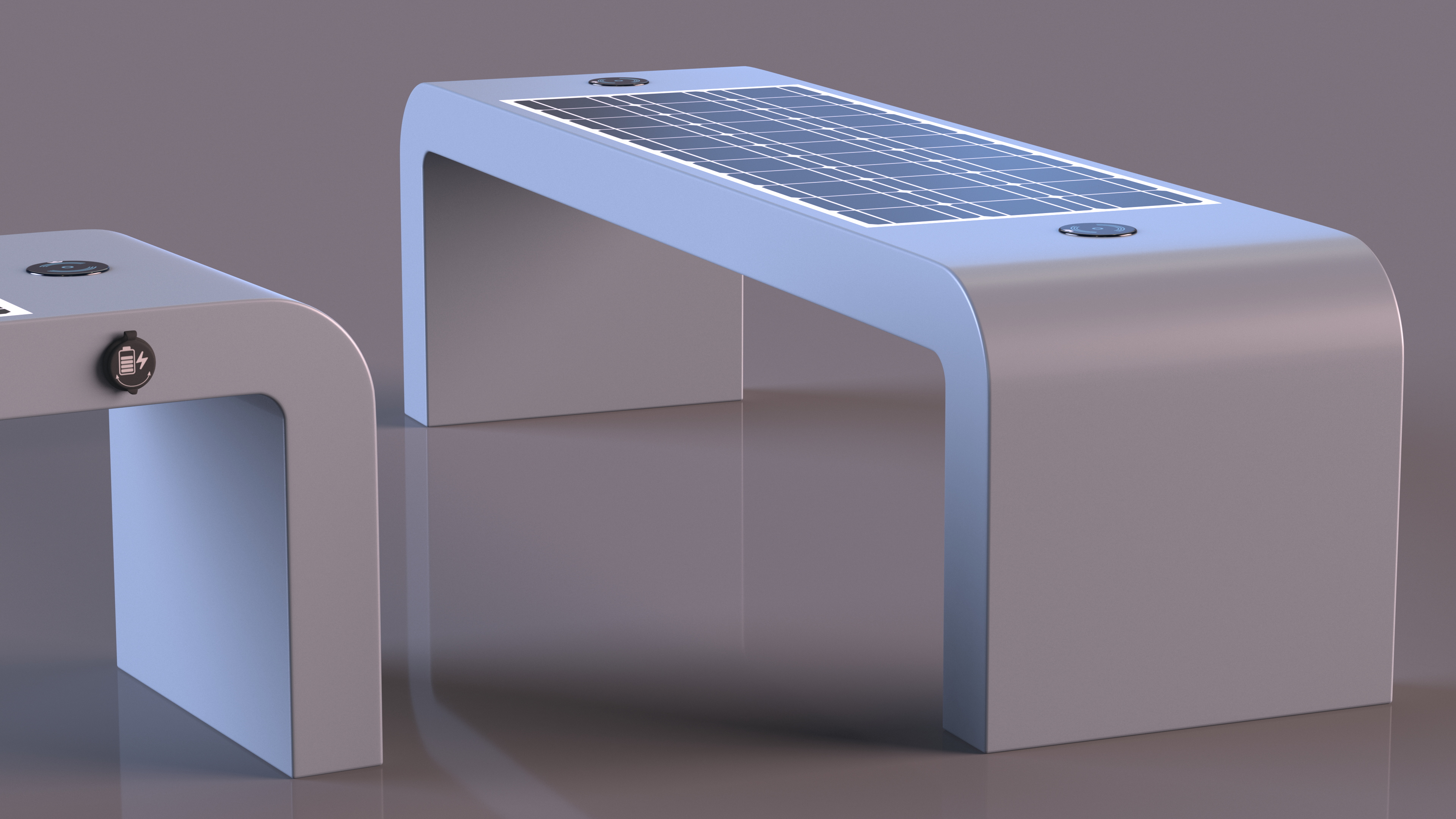 Smart Solar Bench Grey 3D