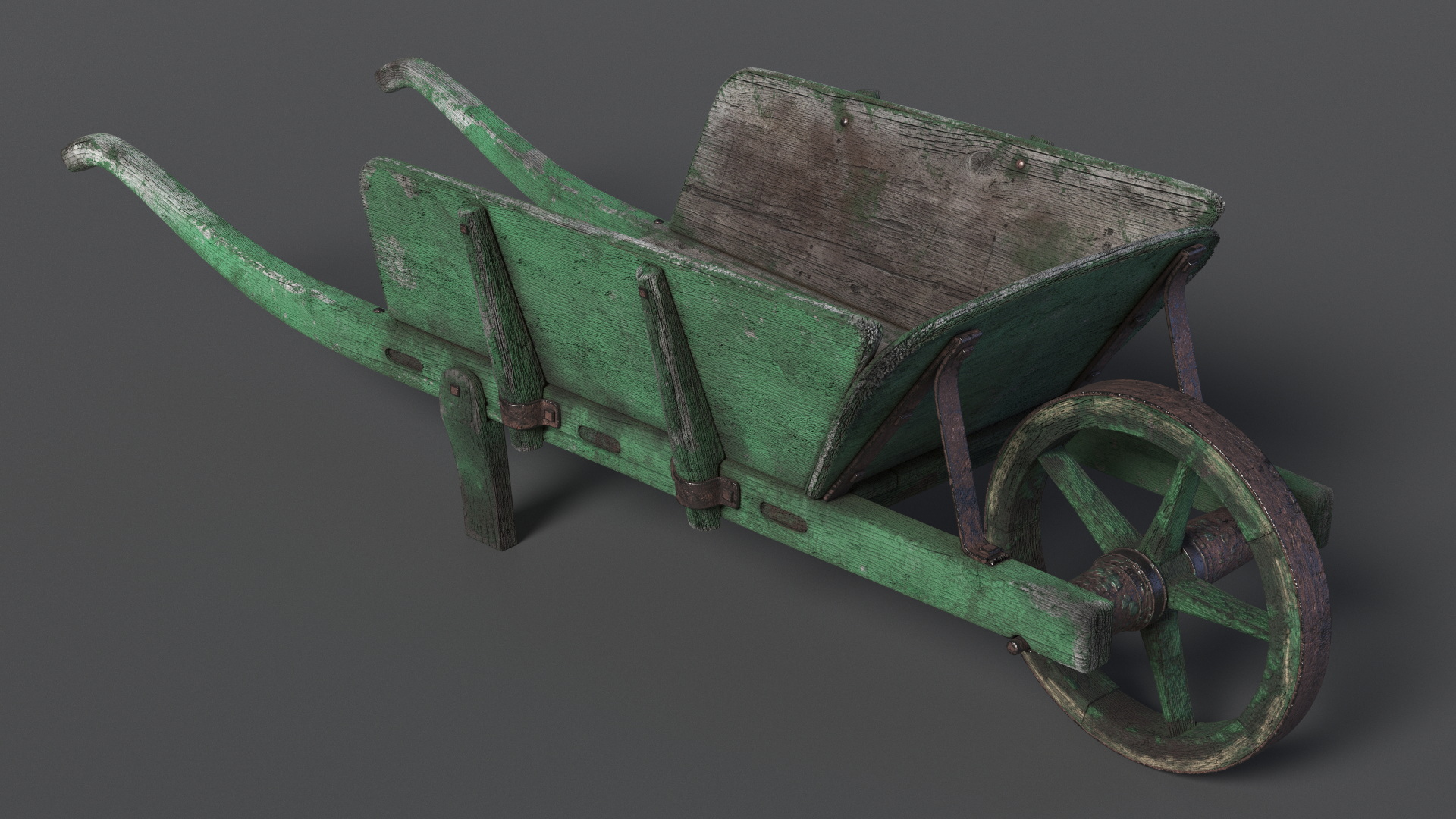 3D model Vintage Wheelbarrow Green