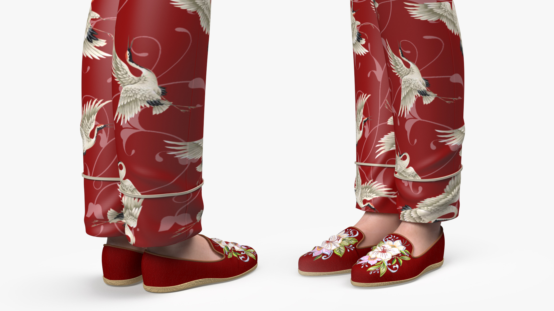 Asian Woman in Satin Pijama 3D