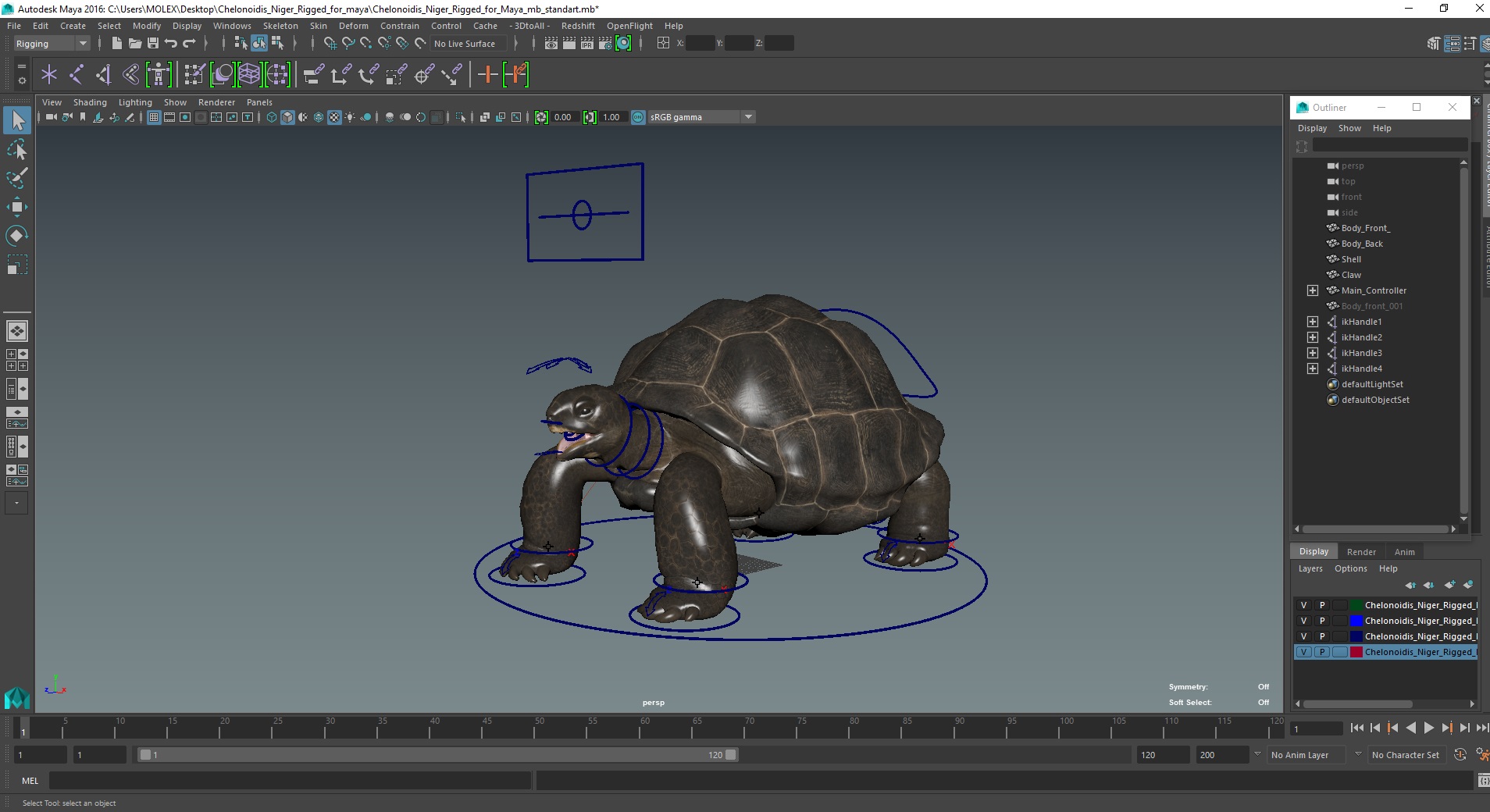 3D Chelonoidis Niger Rigged for Maya model