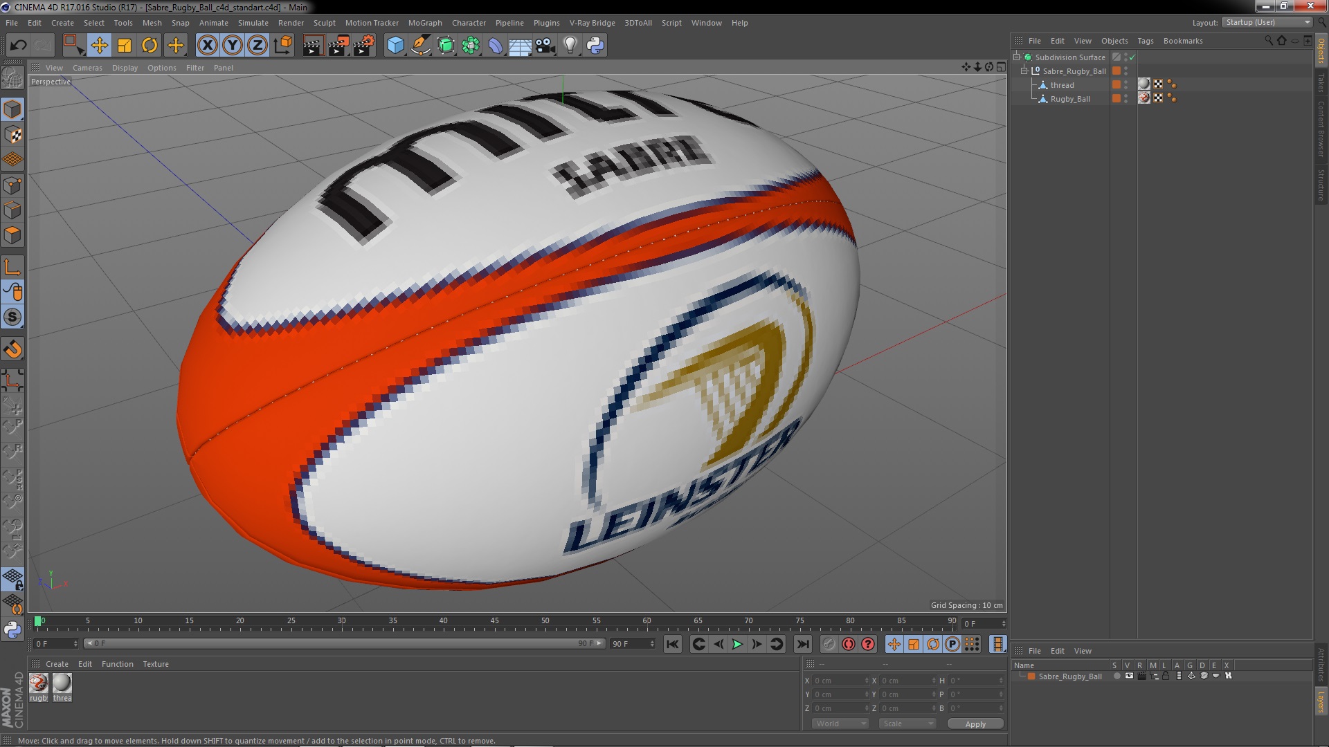 3D Sabre Rugby Ball